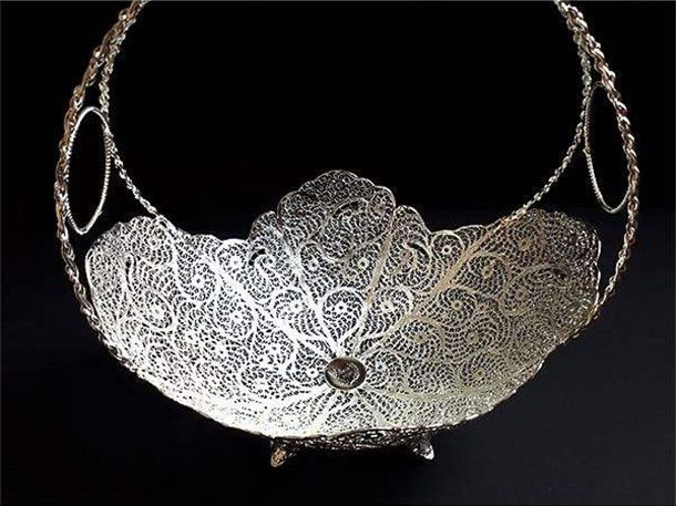Price and Buy Persian Malileh-Kari Silver Fruit Bowl Model Kashkul - Image 5