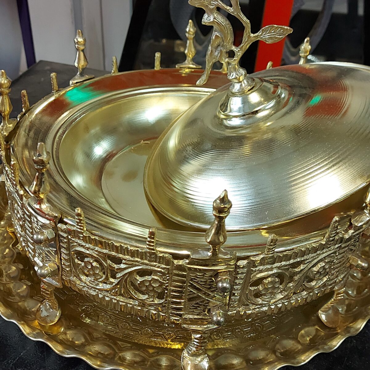 Price and Buy Persian Manghal Esfand and Bakhoor Burner – Engraved Brass Flower & Bird - Image 3