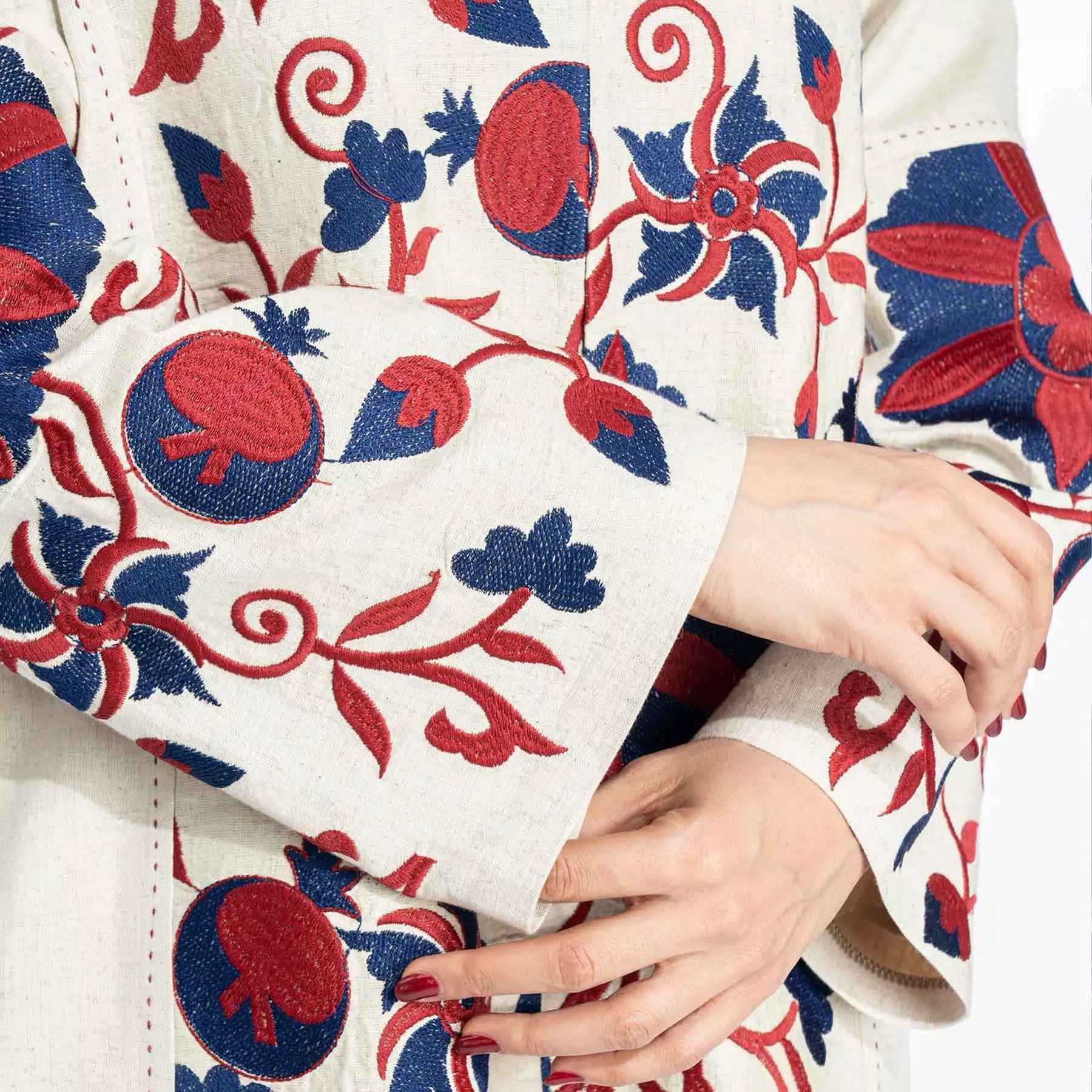Price and Buy Persian Manto Traditional Cream & Red Design for Women - Image 3