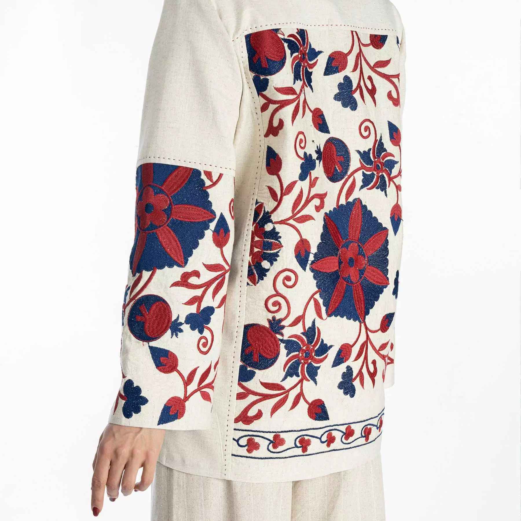 Price and Buy Persian Manto Traditional Cream & Red Design for Women - Image 4