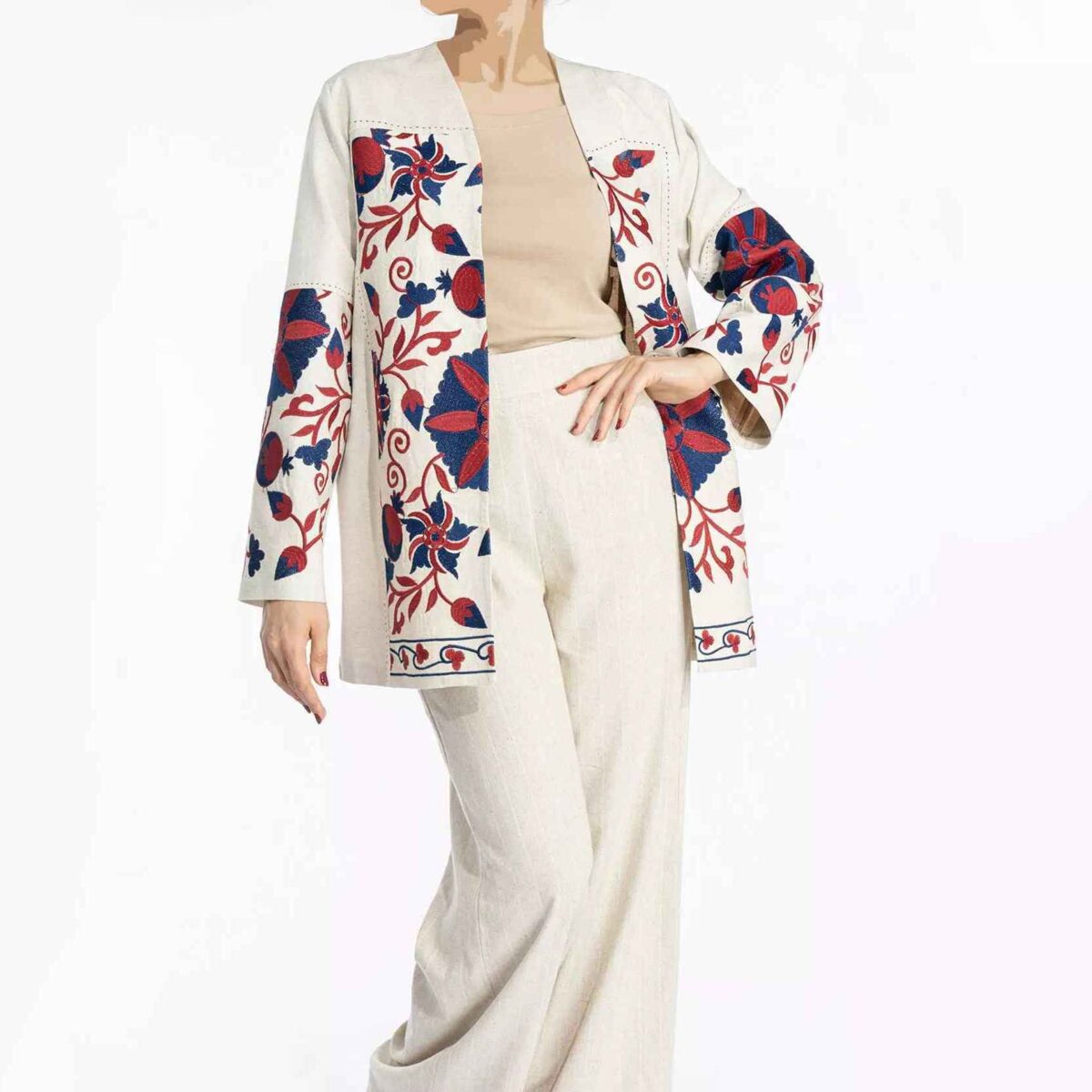 Price and Buy Persian Manto Traditional Cream & Red Design for Women - Image 5