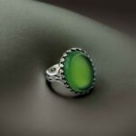 Price and Buy Persian Men’s Silver Ring with Agate and Spearhead Design in Green Gemstone - Image 4
