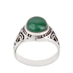 Price and Buy Persian Men’s Silver Ring with Cylindrical Band and Agate Stone in Green