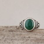 Price and Buy Persian Men’s Silver Ring with Cylindrical Band and Agate Stone in Green - Image 3