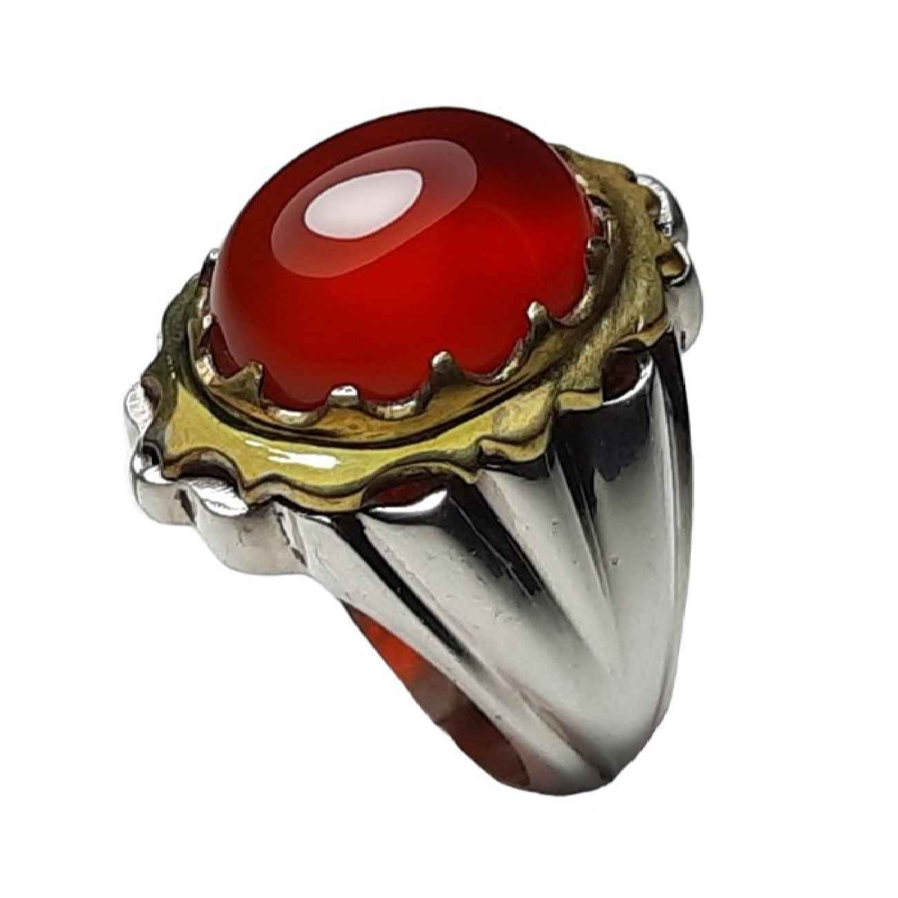 Price and Buy Persian Men’s Silver Ring with Red Agate from Khorasan