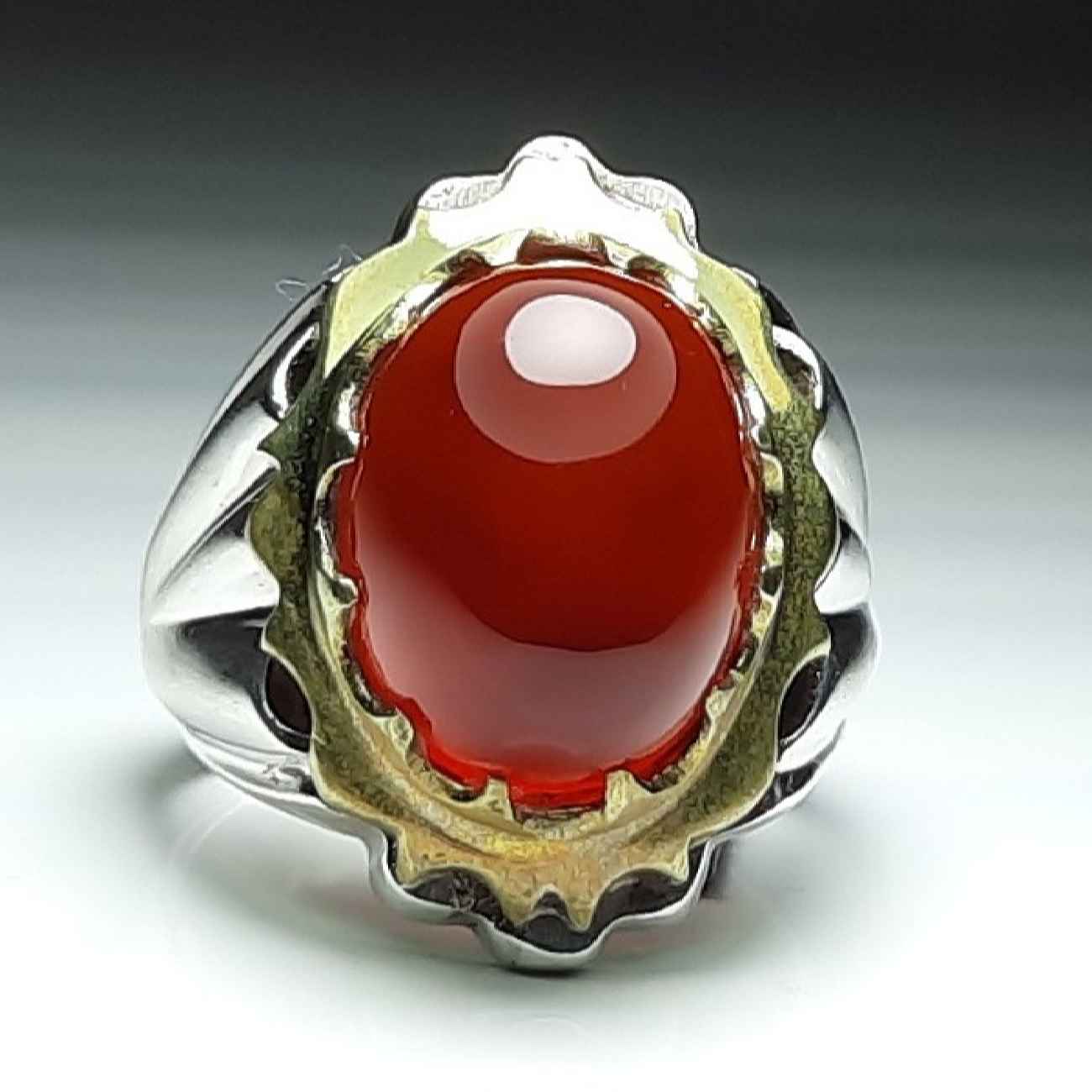 Price and Buy Persian Men’s Silver Ring with Red Agate from Khorasan - Image 3