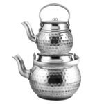 Price and Buy Persian Metal Double Teapot Durable with Traditional Hammered