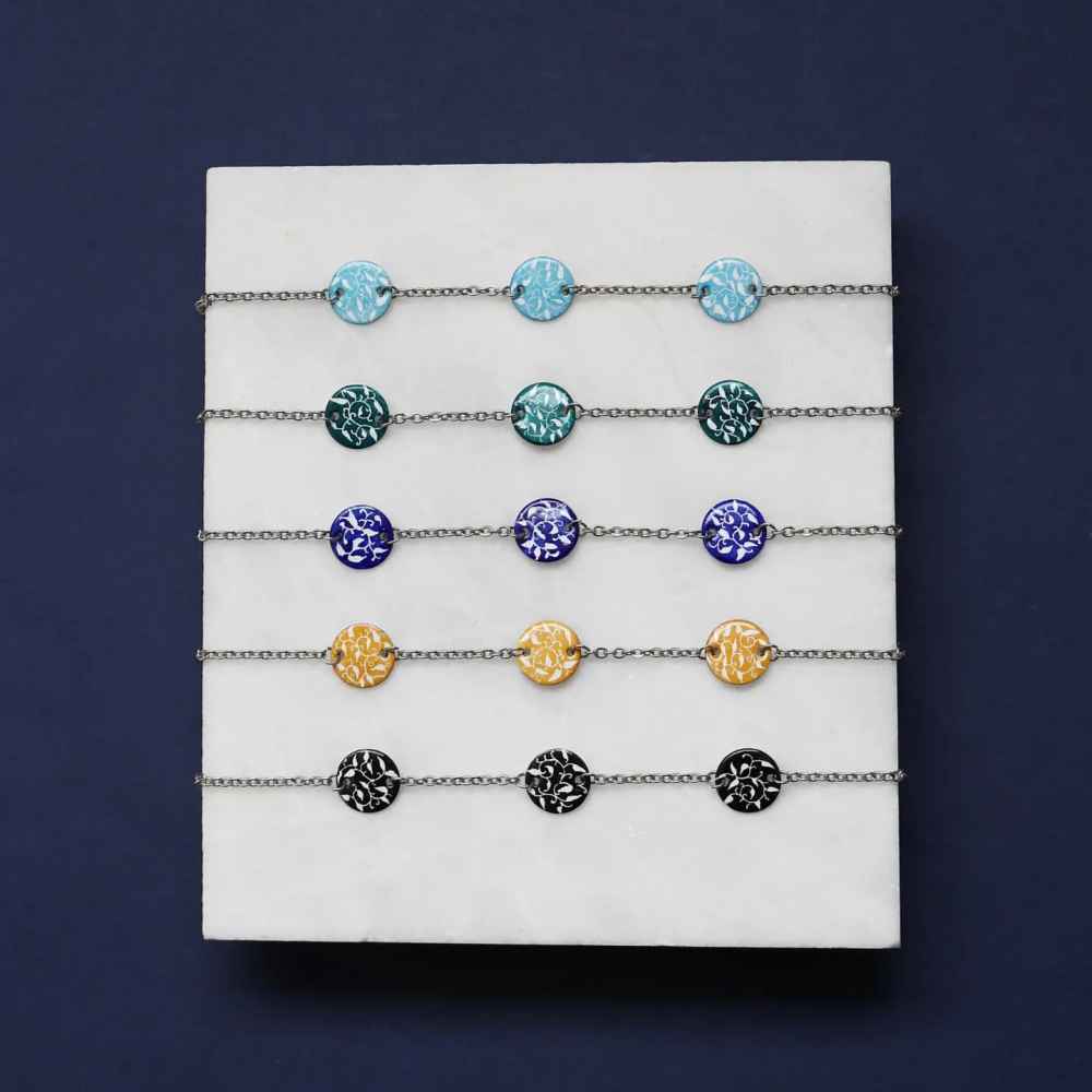 Price and Buy Persian Minakari Ankle Bracelet Model Rokh