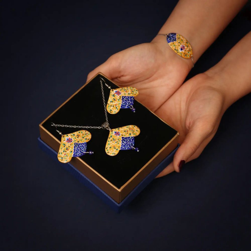 Price and Buy Persian Minakari Jewelry Set Model Khorshid - Image 3