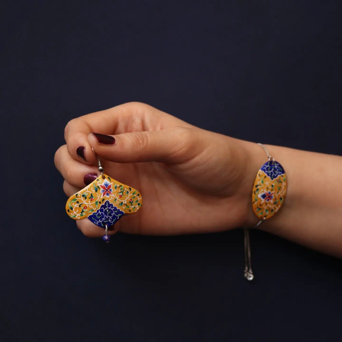 Price and Buy Persian Minakari Jewelry Set Model Khorshid - Image 4