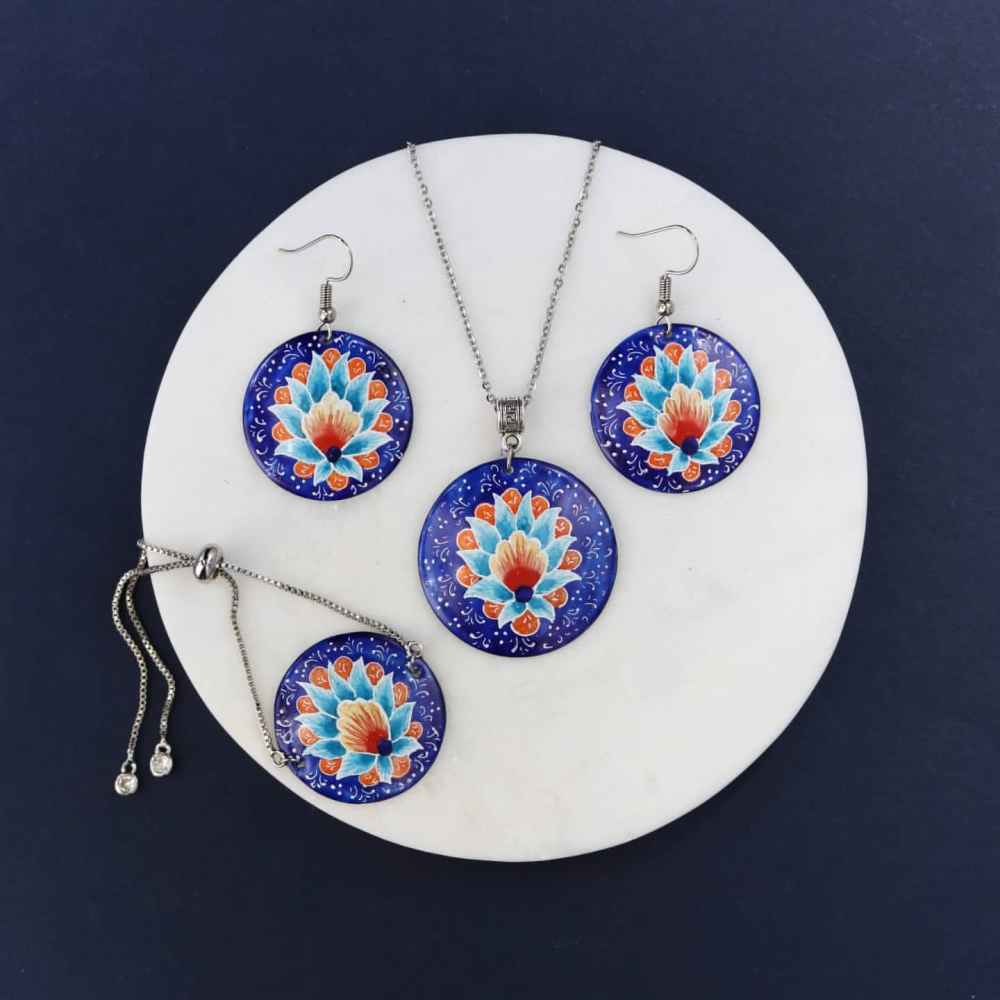 Price and Buy Persian Minakari Jewelry Set Model Lotus