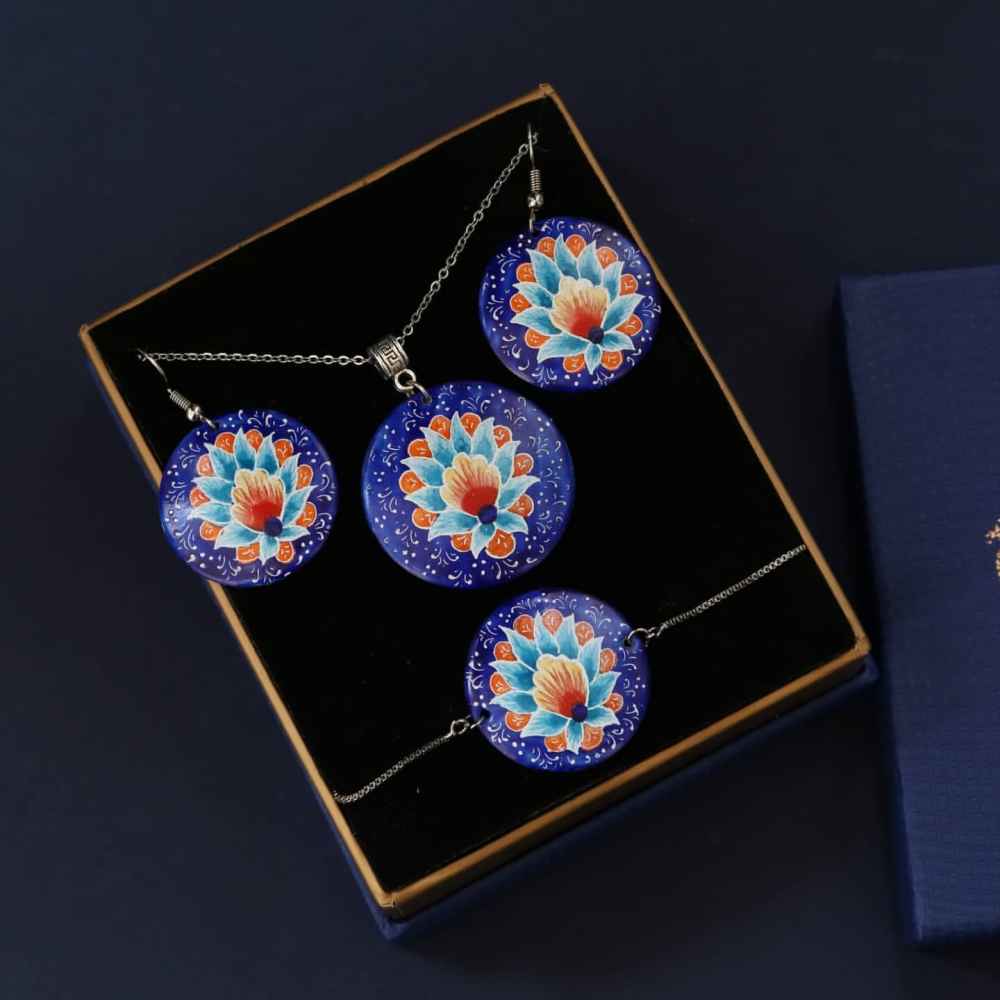 Price and Buy Persian Minakari Jewelry Set Model Lotus - Image 4