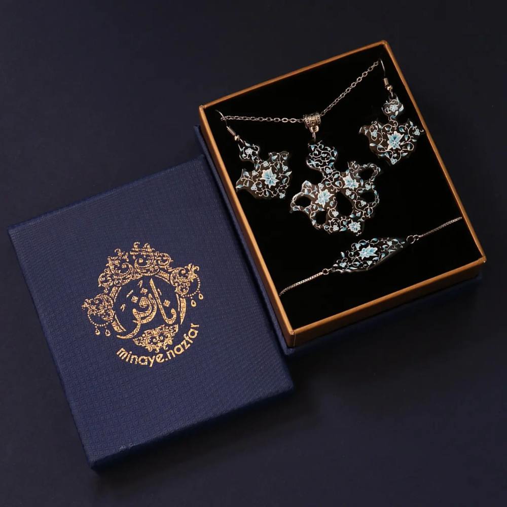 Price and Buy Persian Minakari Jewelry Set Model Mahtab - Image 4