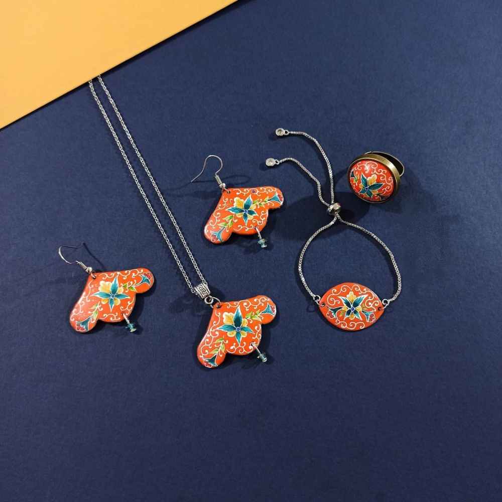 Price and Buy Persian Minakari Jewelry Set Model Paeez