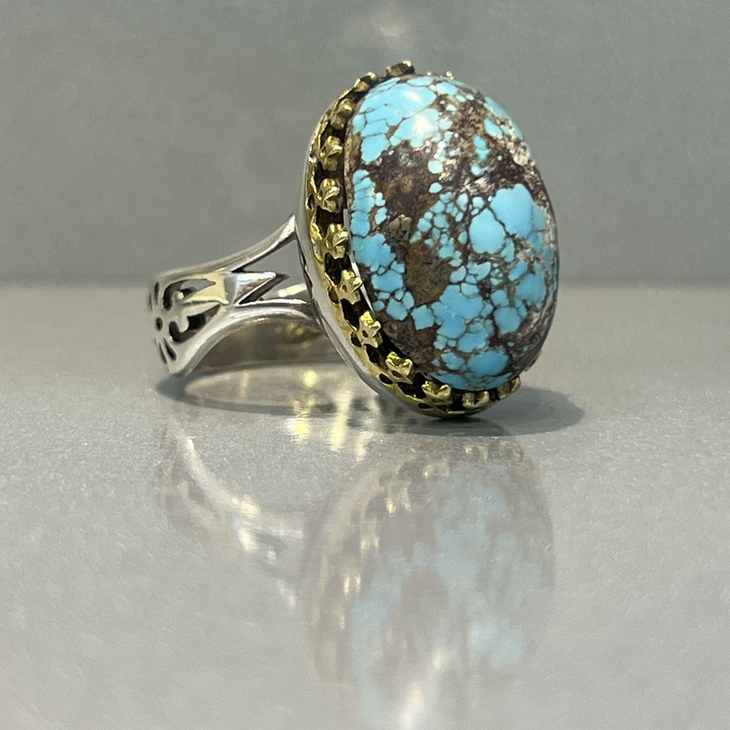 Price and Buy Persian Neyshabur Turquoise Silver Ring for Men Firouz - Image 4