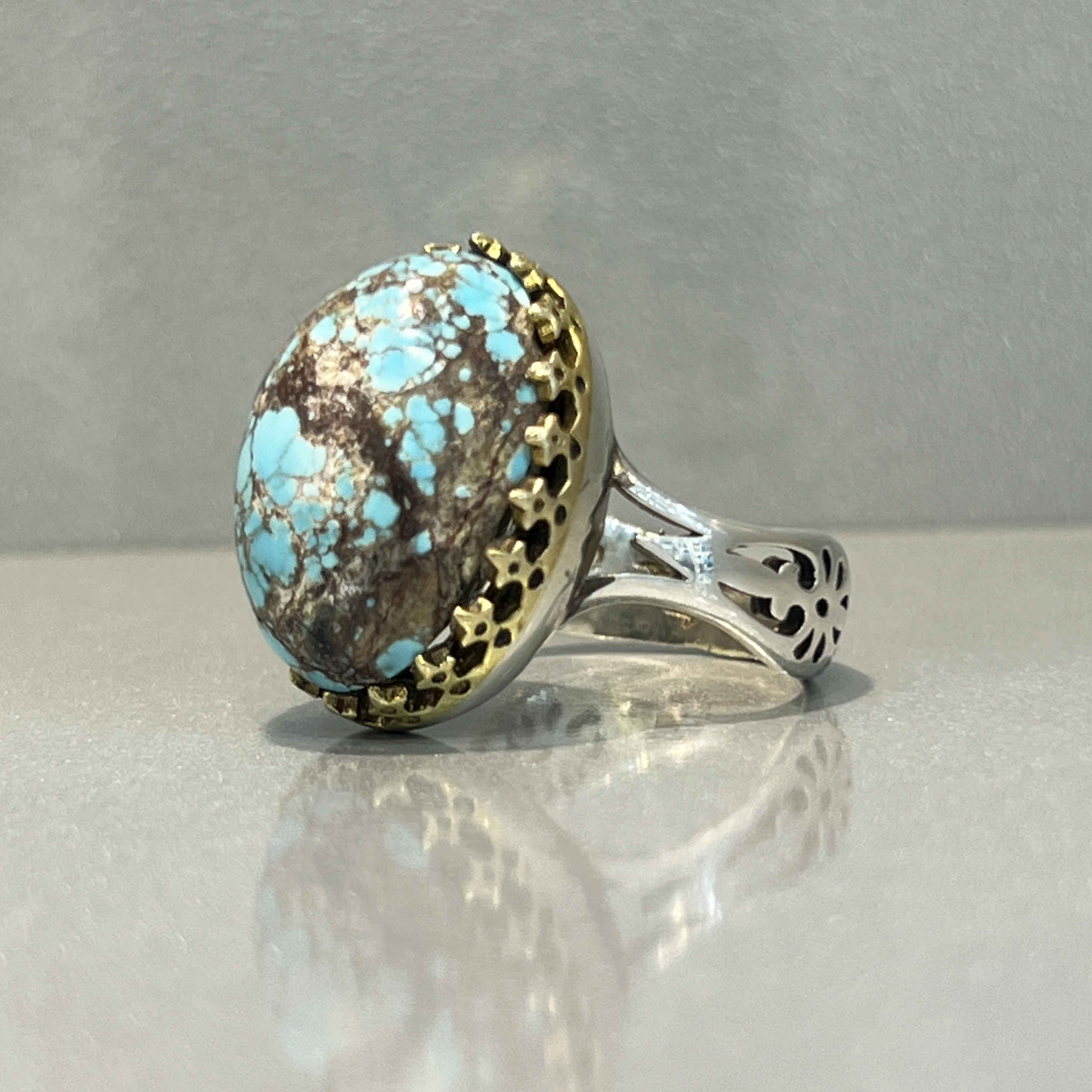 Price and Buy Persian Neyshabur Turquoise Silver Ring for Men Firouz - Image 5