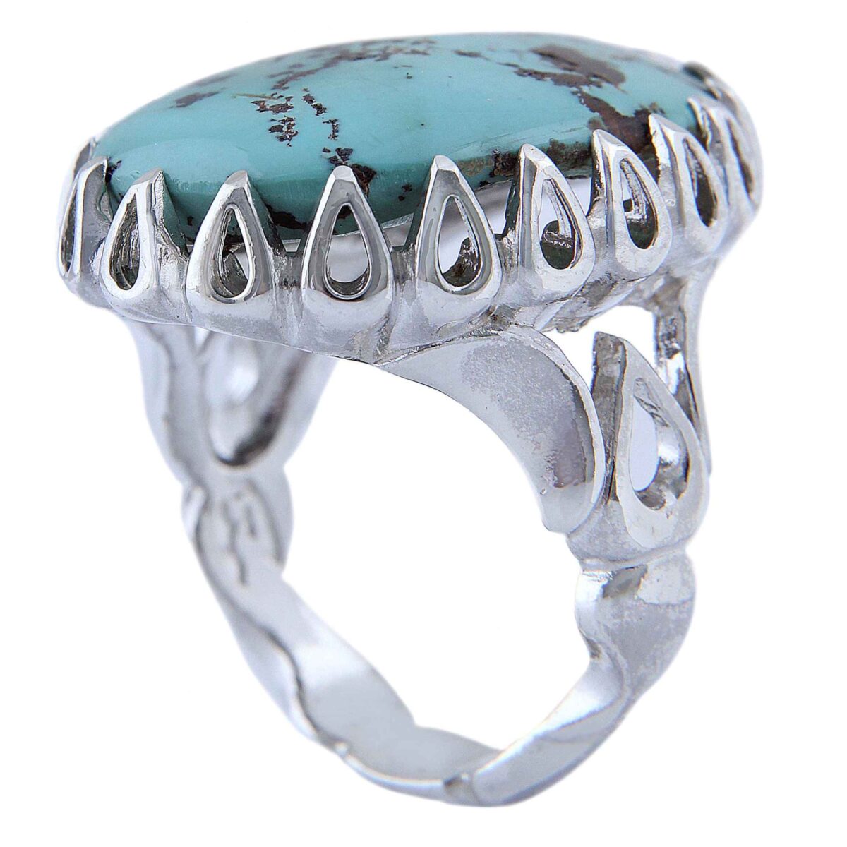 Price and Buy Persian Neyshabur Turquoise Silver Ring for Men Handcrafted AM_4806