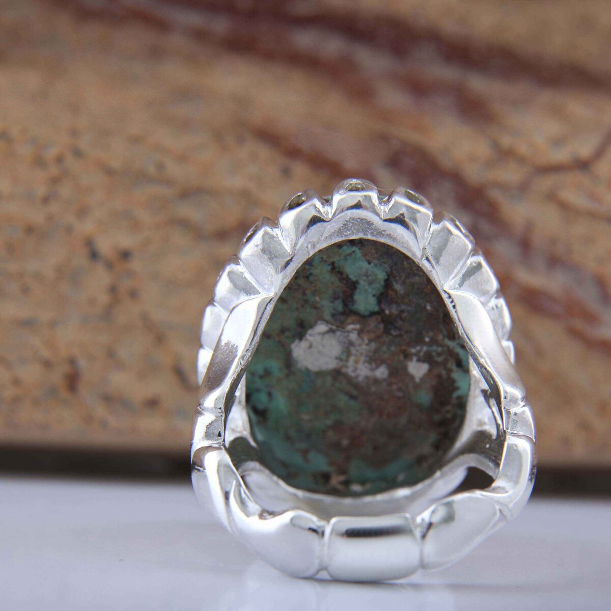 Price and Buy Persian Neyshabur Turquoise Silver Ring for Men Handcrafted AM_4806 - Image 4