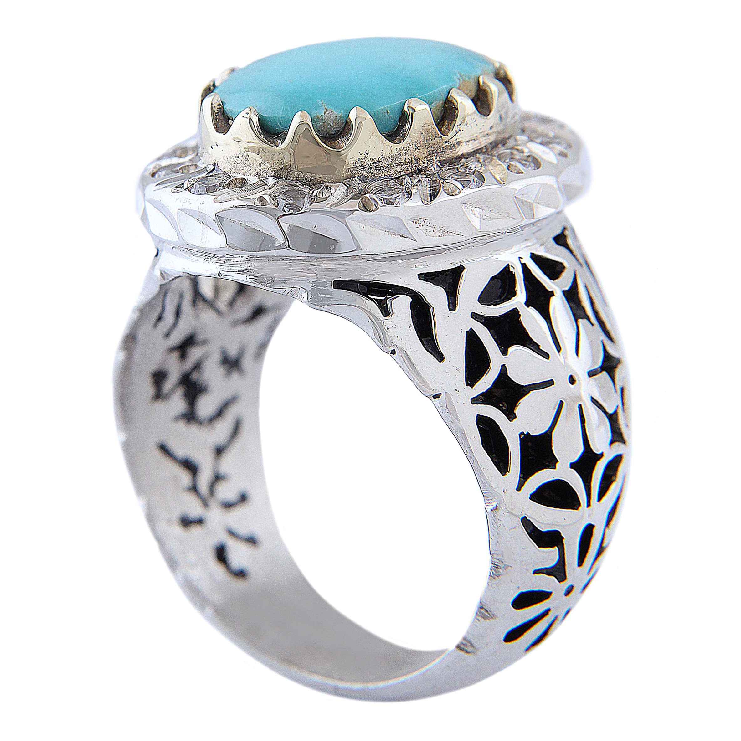 Price and Buy Persian Neyshabur Turquoise Silver Ring for Men Handcrafted