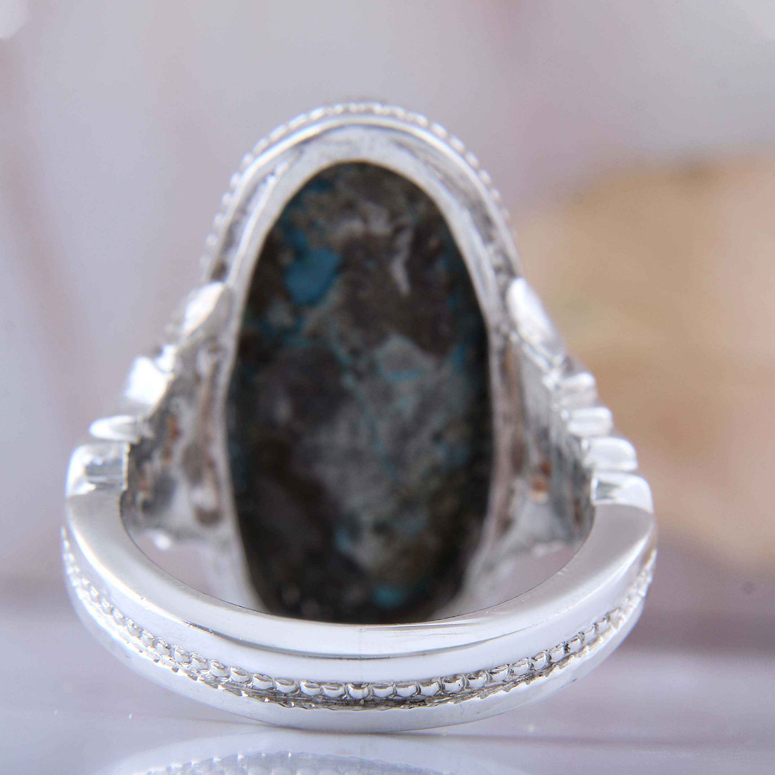 Price and Buy Persian Neyshabur Turquoise Silver Ring for Men Handcrafted - Image 8