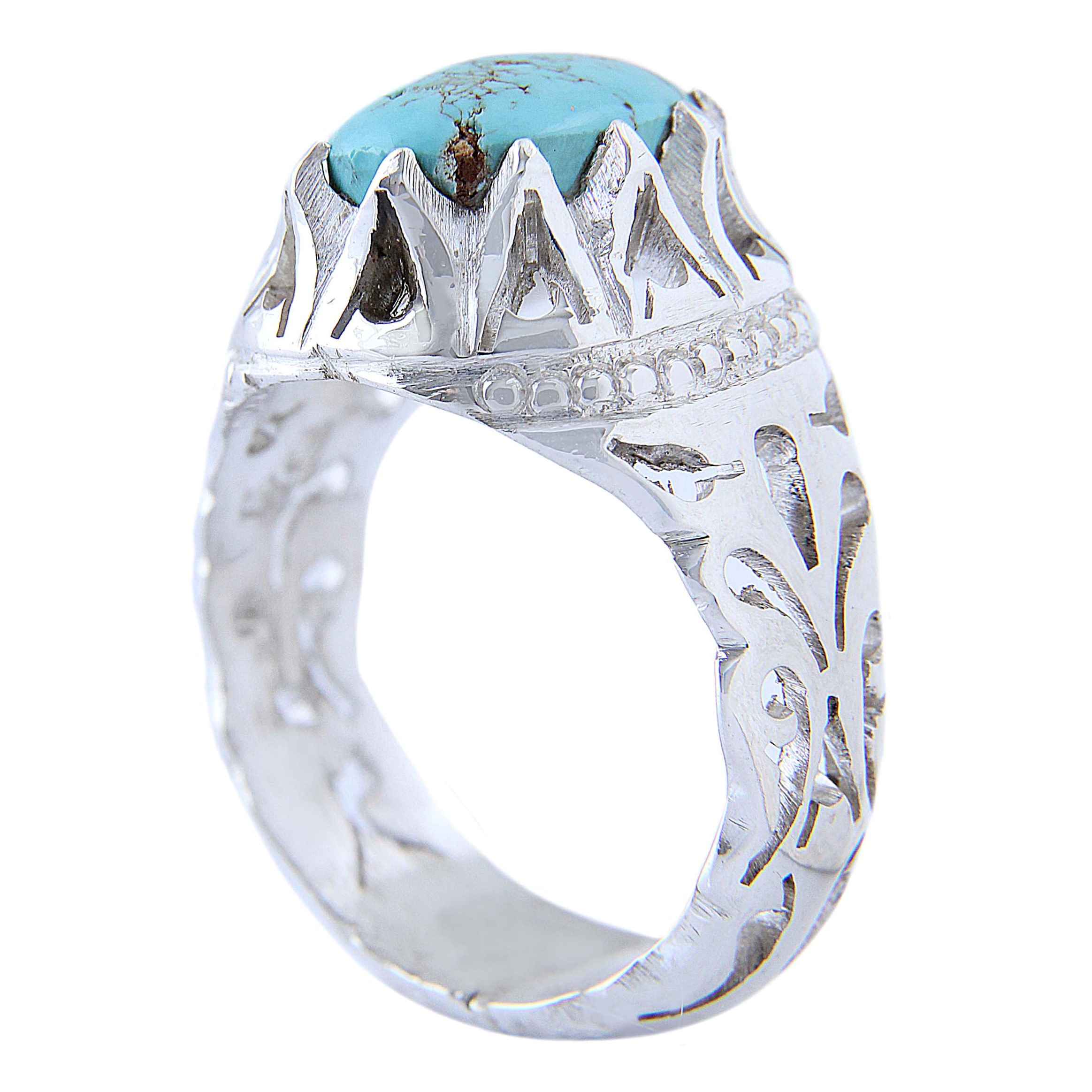 Price and Buy Persian Neyshabur Turquoise Silver Ring for Men Handcrafted