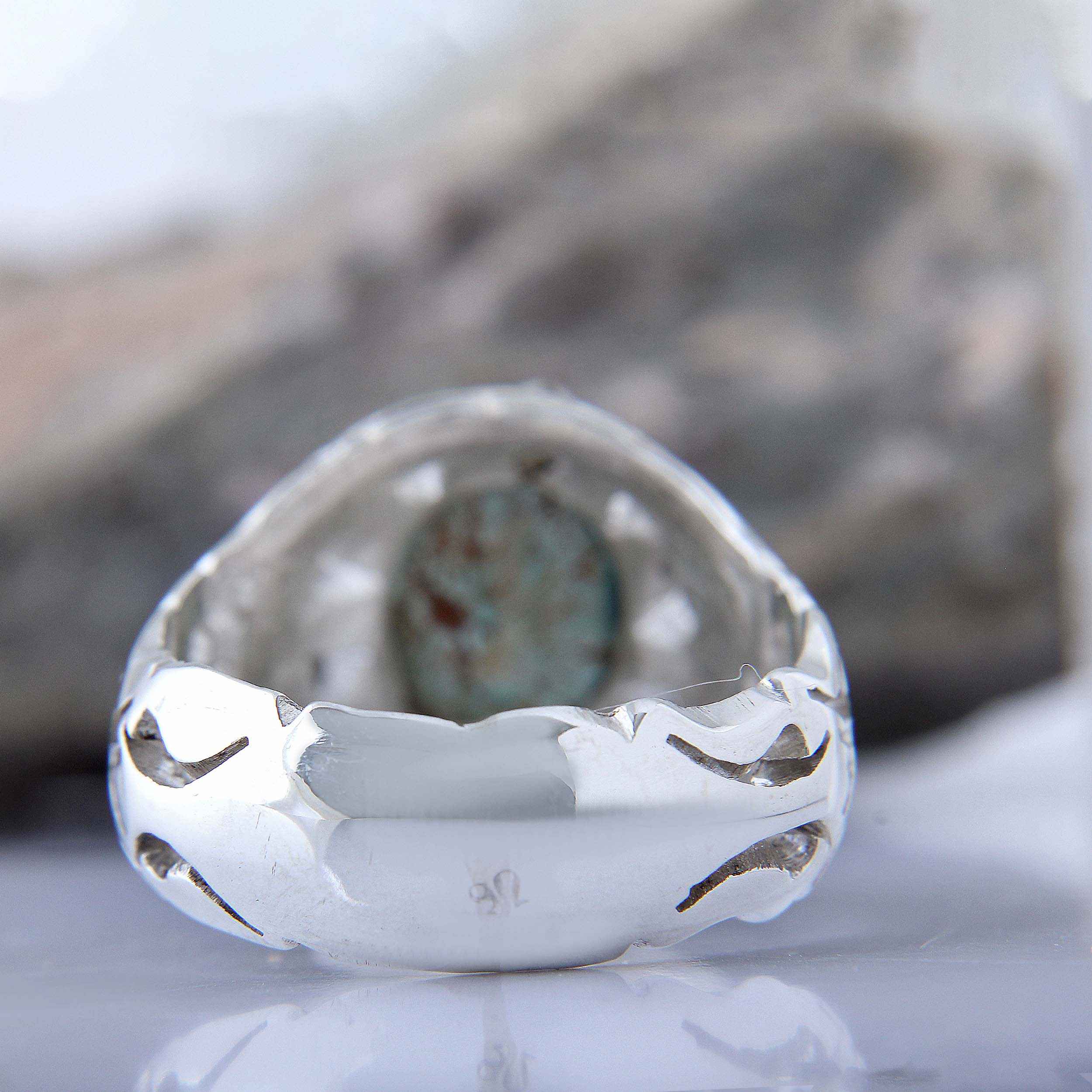 Price and Buy Persian Neyshabur Turquoise Silver Ring for Men Handcrafted - Image 5