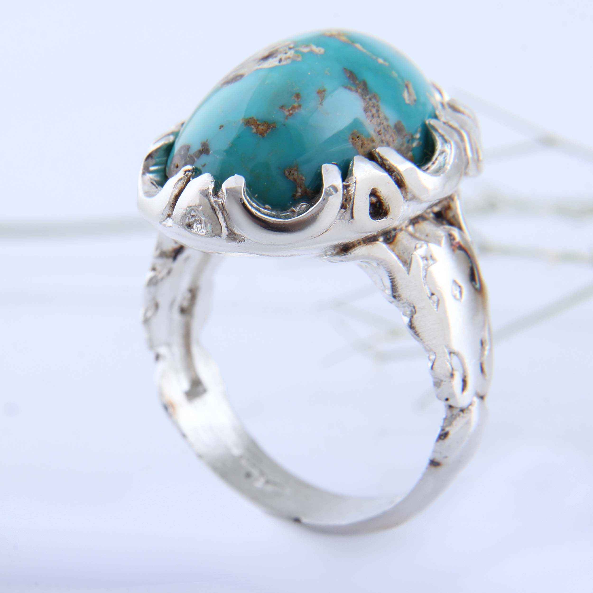 Price and Buy Persian Neyshabur Turquoise Silver Ring for Men Model Empire - Image 3