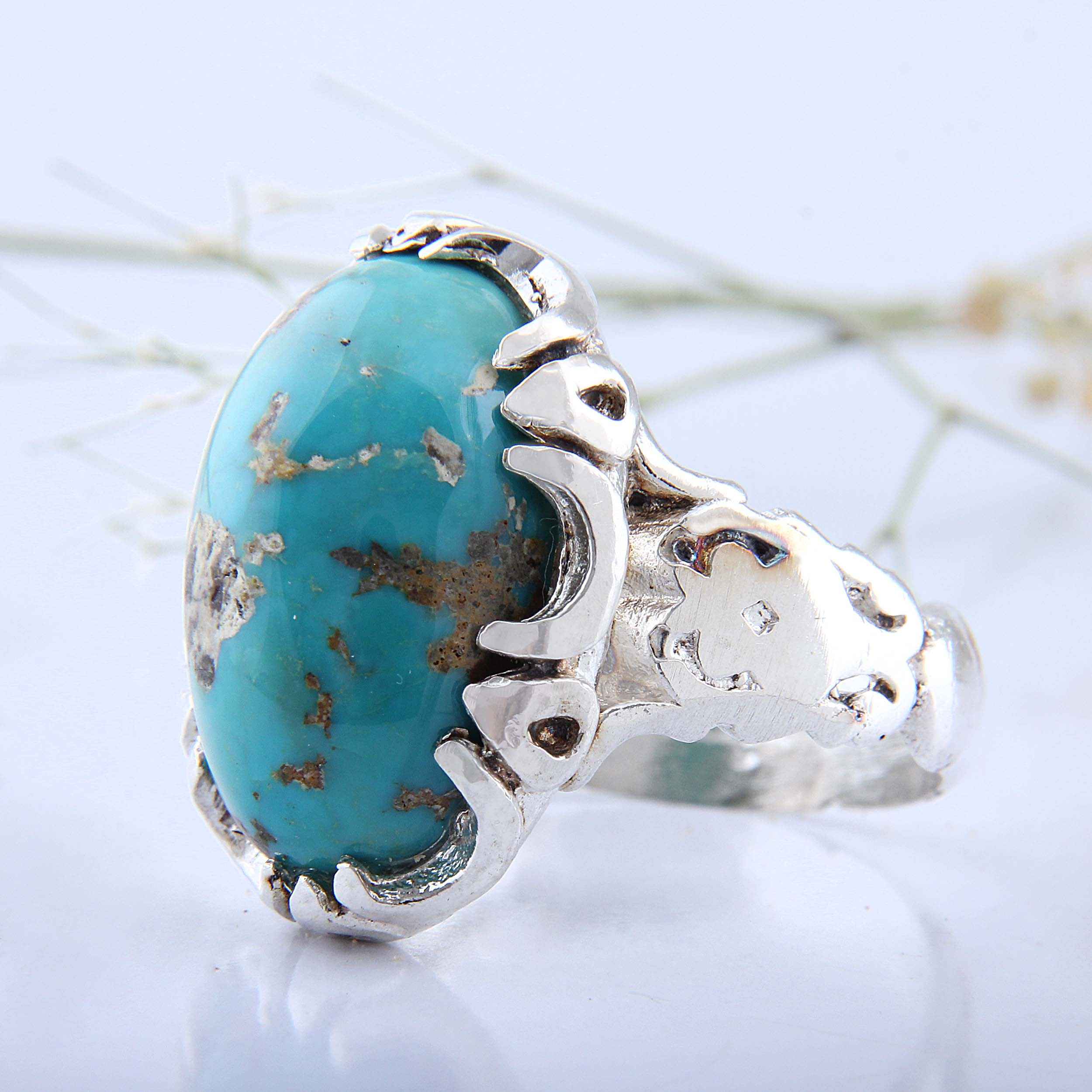 Price and Buy Persian Neyshabur Turquoise Silver Ring for Men Model Empire - Image 4