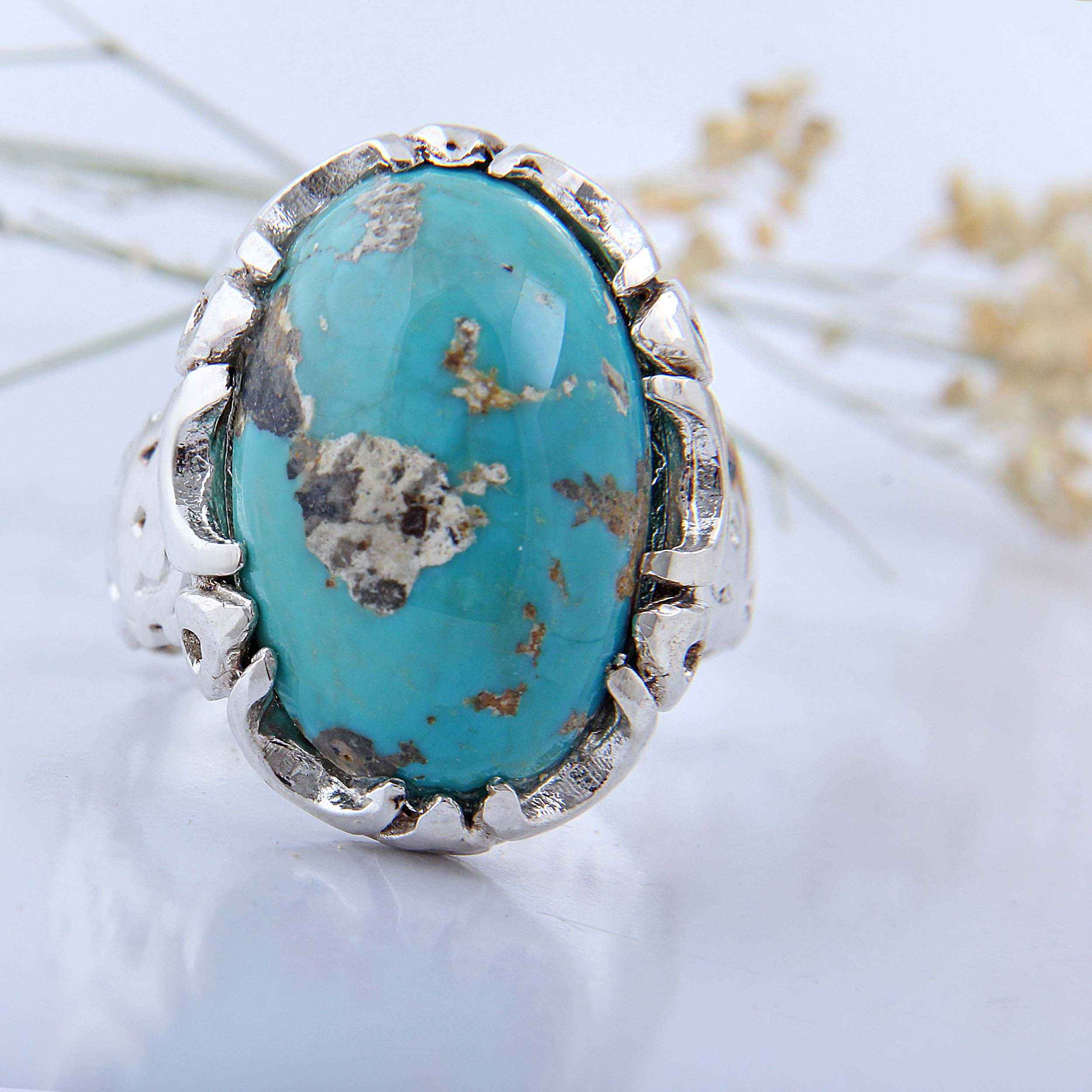 Price and Buy Persian Neyshabur Turquoise Silver Ring for Men Model Empire - Image 6