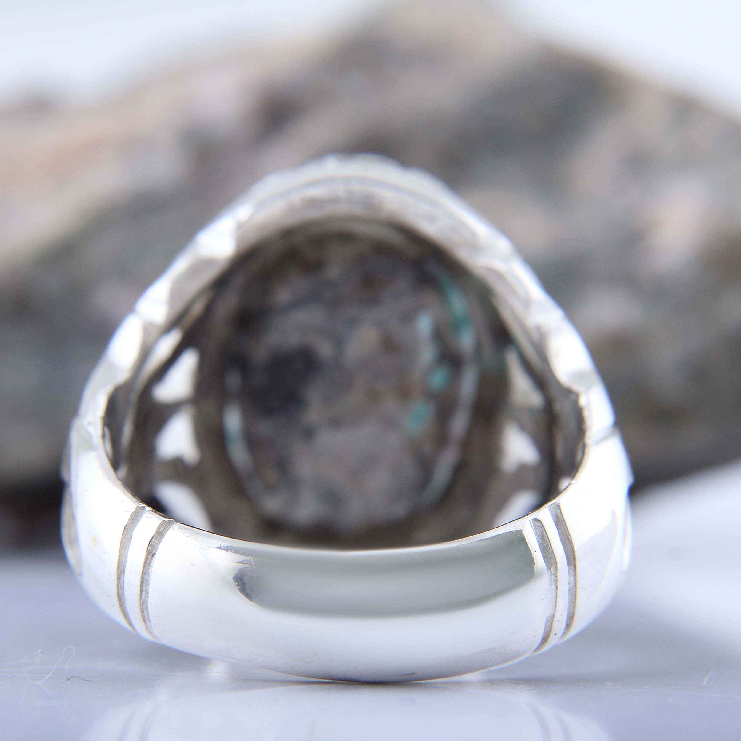Price and Buy Persian Neyshabur Turquoise Silver Ring for Men Model Eye - Image 4