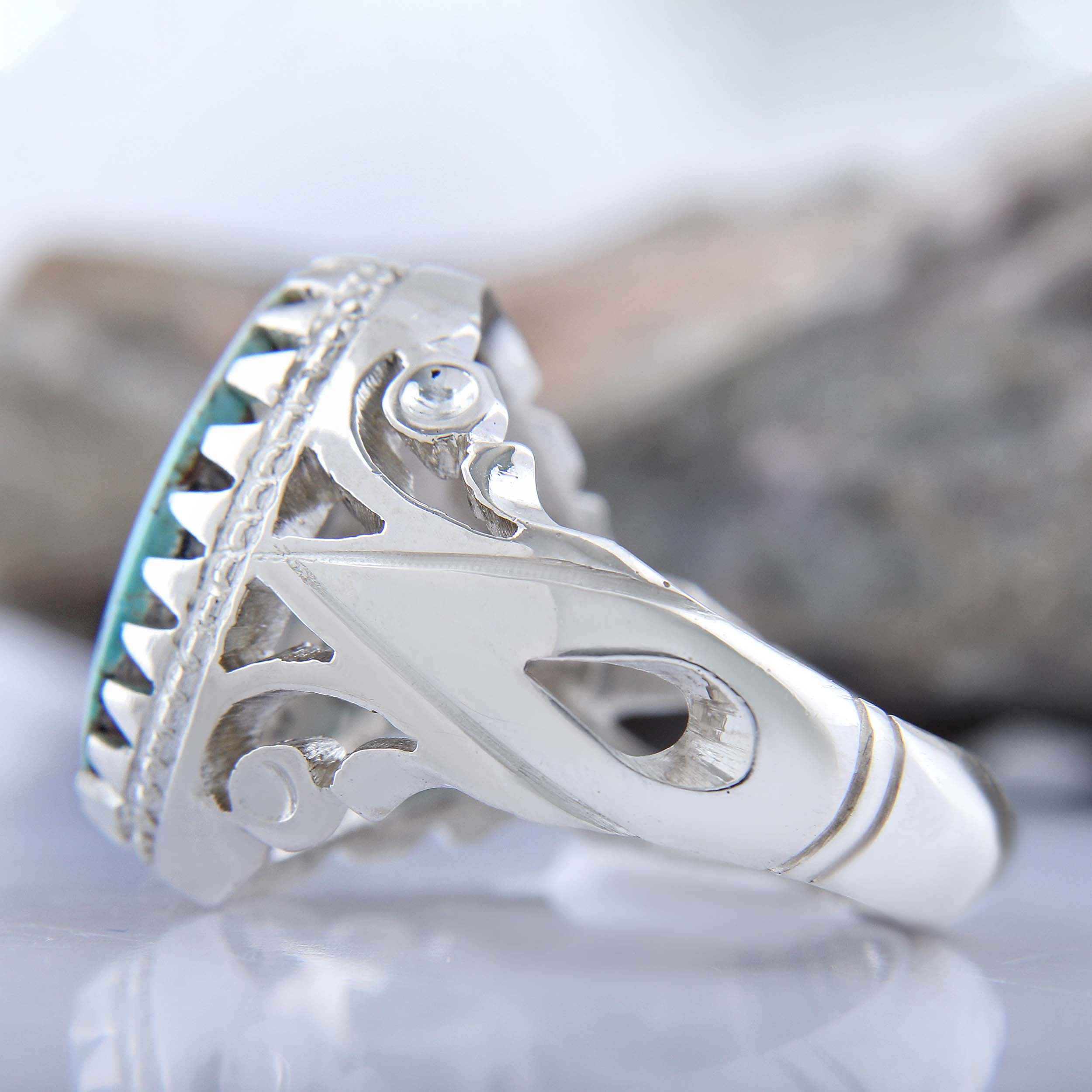 Price and Buy Persian Neyshabur Turquoise Silver Ring for Men Model Eye - Image 5