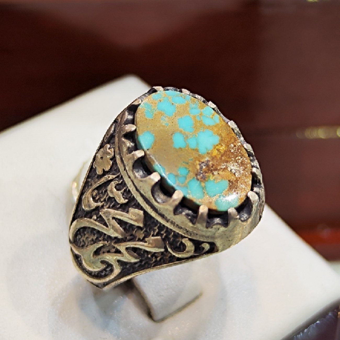 Price and Buy Persian Neyshabur Turquoise Silver Ring for Men Model Firoze
