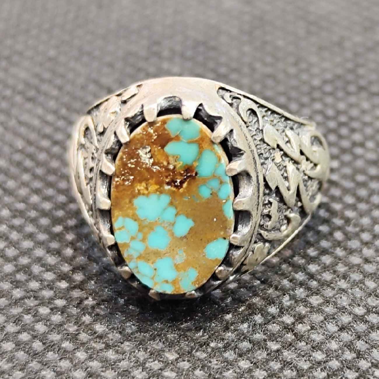 Price and Buy Persian Neyshabur Turquoise Silver Ring for Men Model Firoze - Image 4