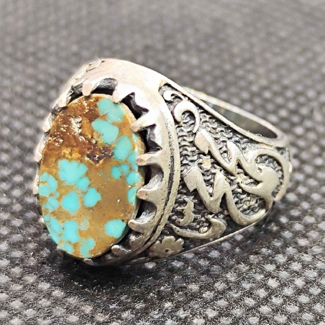 Price and Buy Persian Neyshabur Turquoise Silver Ring for Men Model Firoze - Image 6