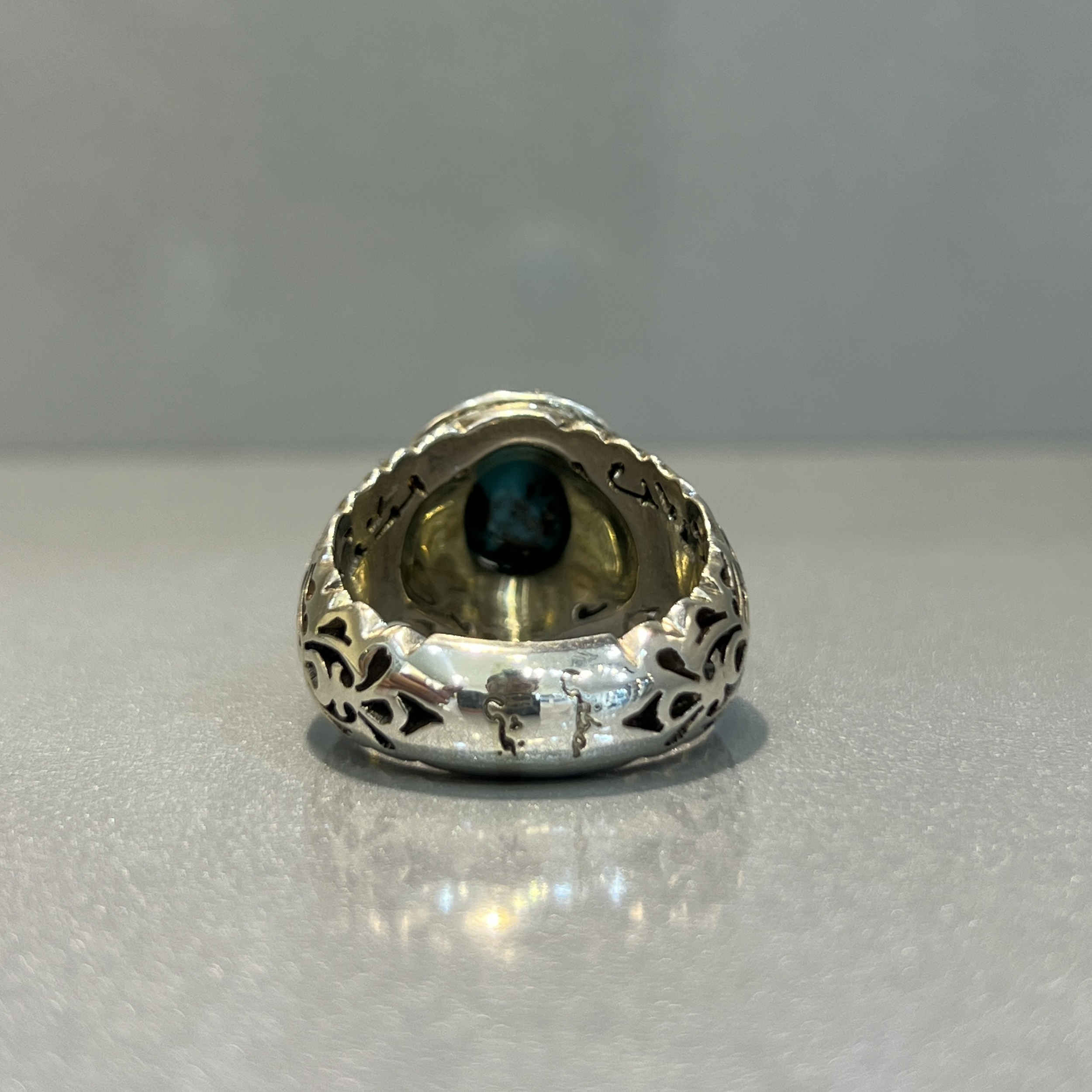 Price and Buy Persian Neyshabur Turquoise Silver Ring for Men Model Mirror Work - Image 8