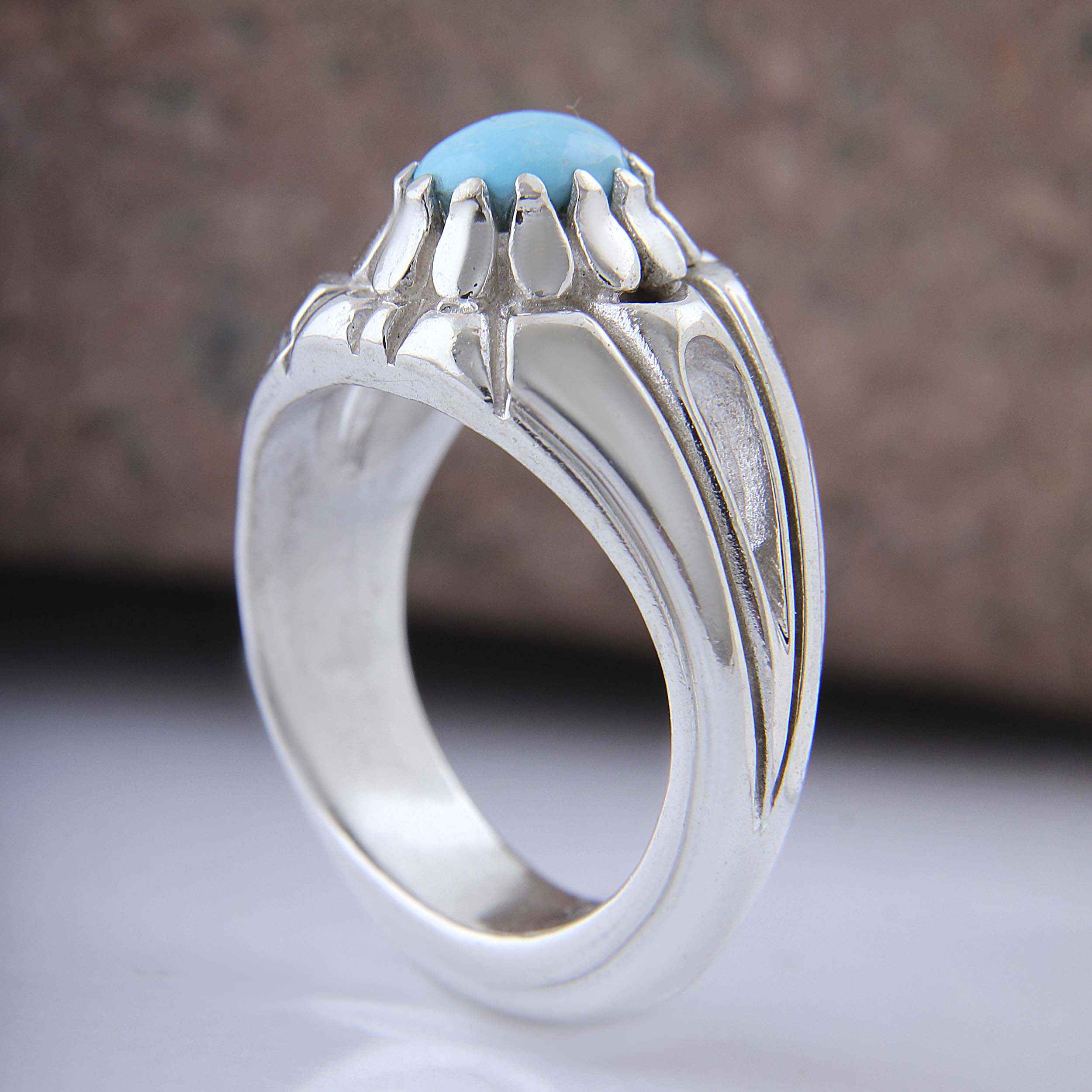Price and Buy Persian Neyshabur Turquoise Silver Ring for Men Model Spider - Image 4