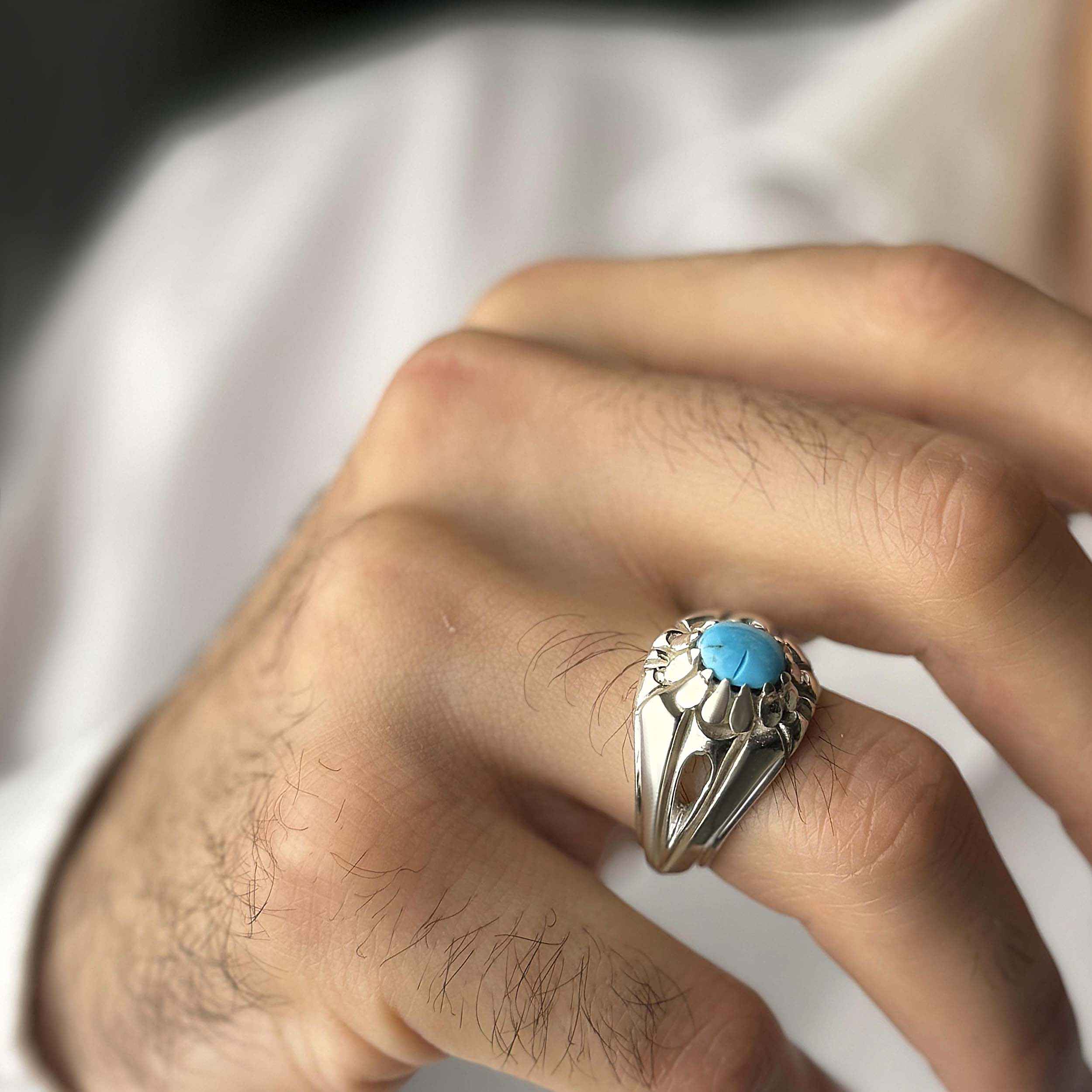 Price and Buy Persian Neyshabur Turquoise Silver Ring for Men Model Spider - Image 5