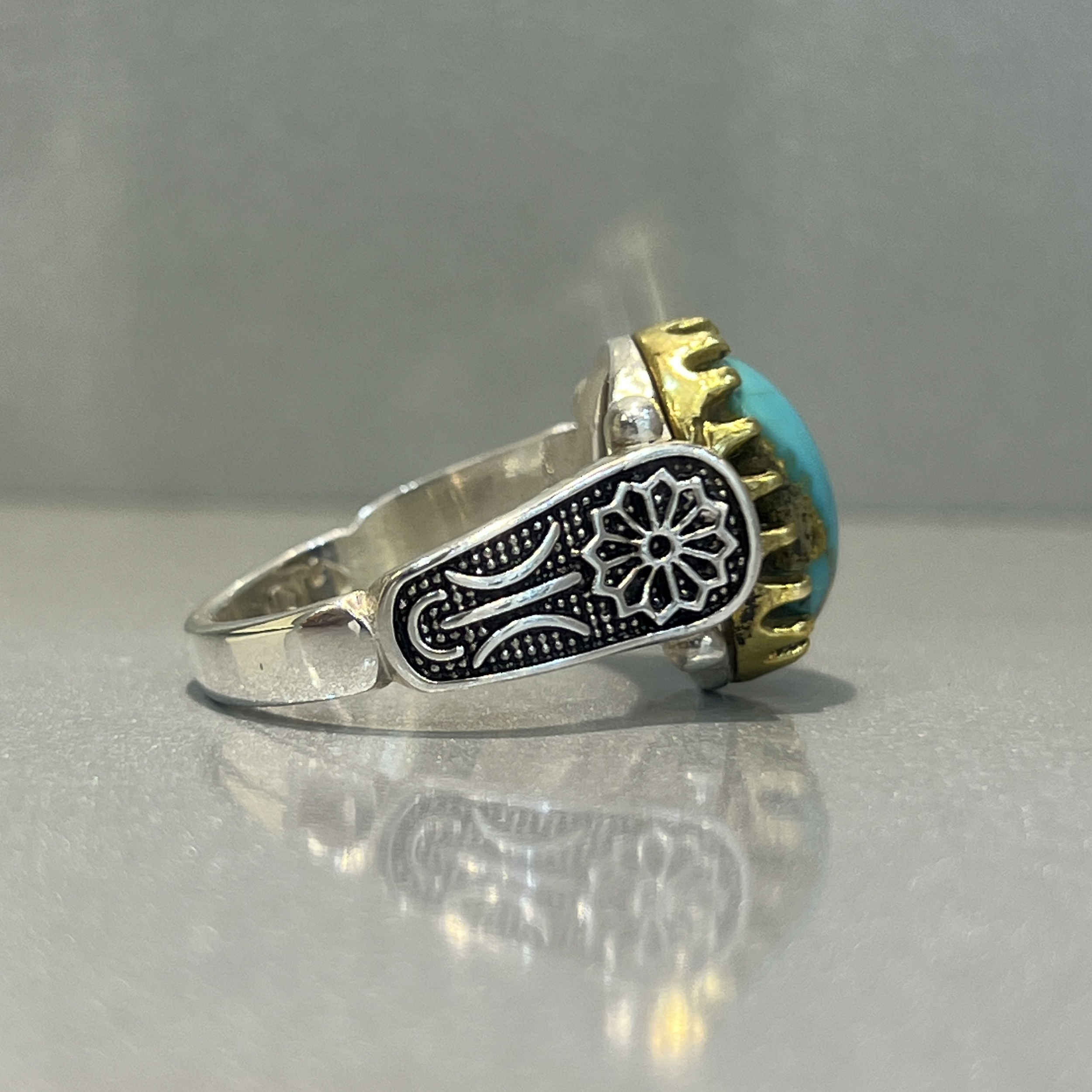 Price and Buy Persian Neyshabur Turquoise Silver Ring for Men Model Sport - Image 4