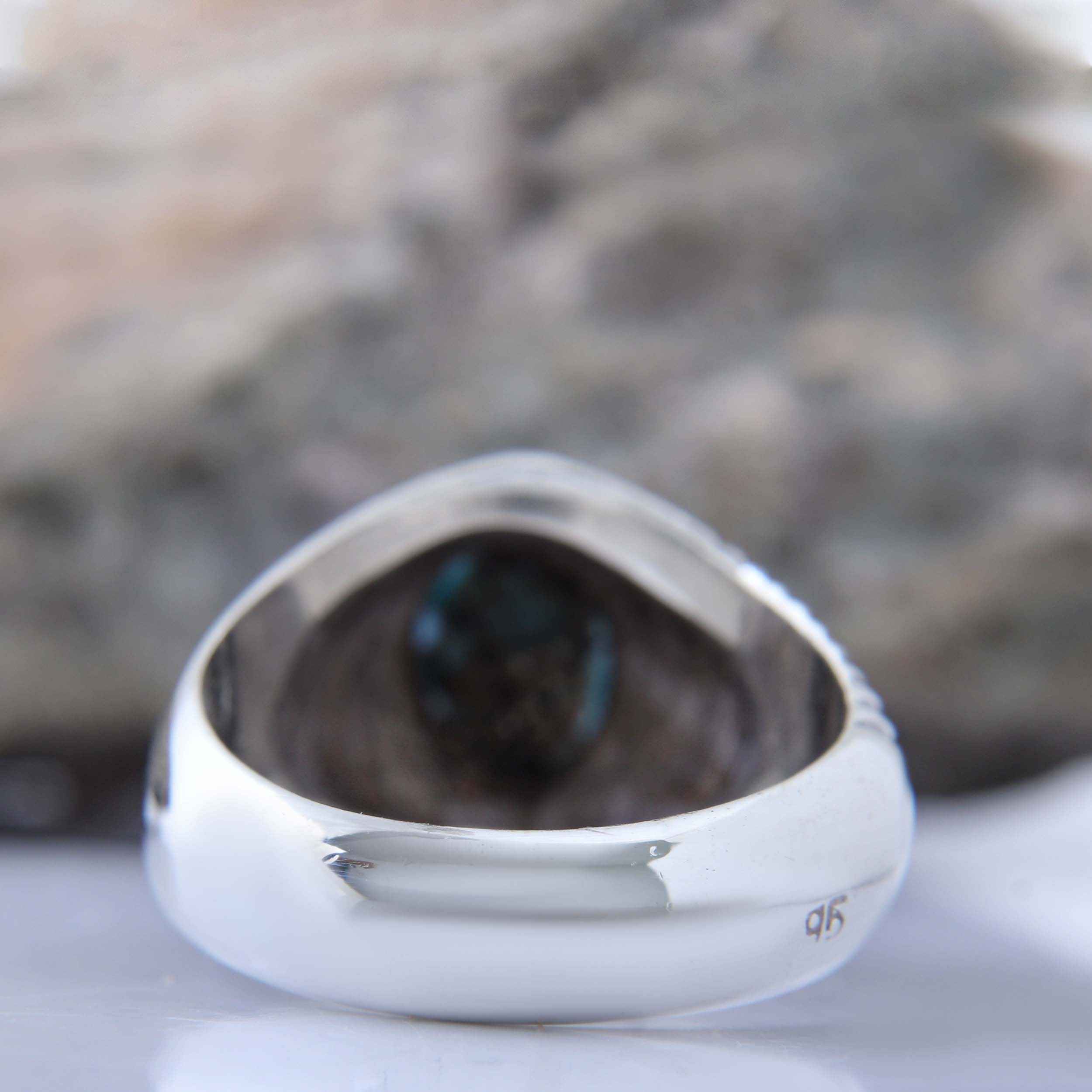 Price and Buy Persian Neyshabur Turquoise Silver Ring for Men Model Striped - Image 6