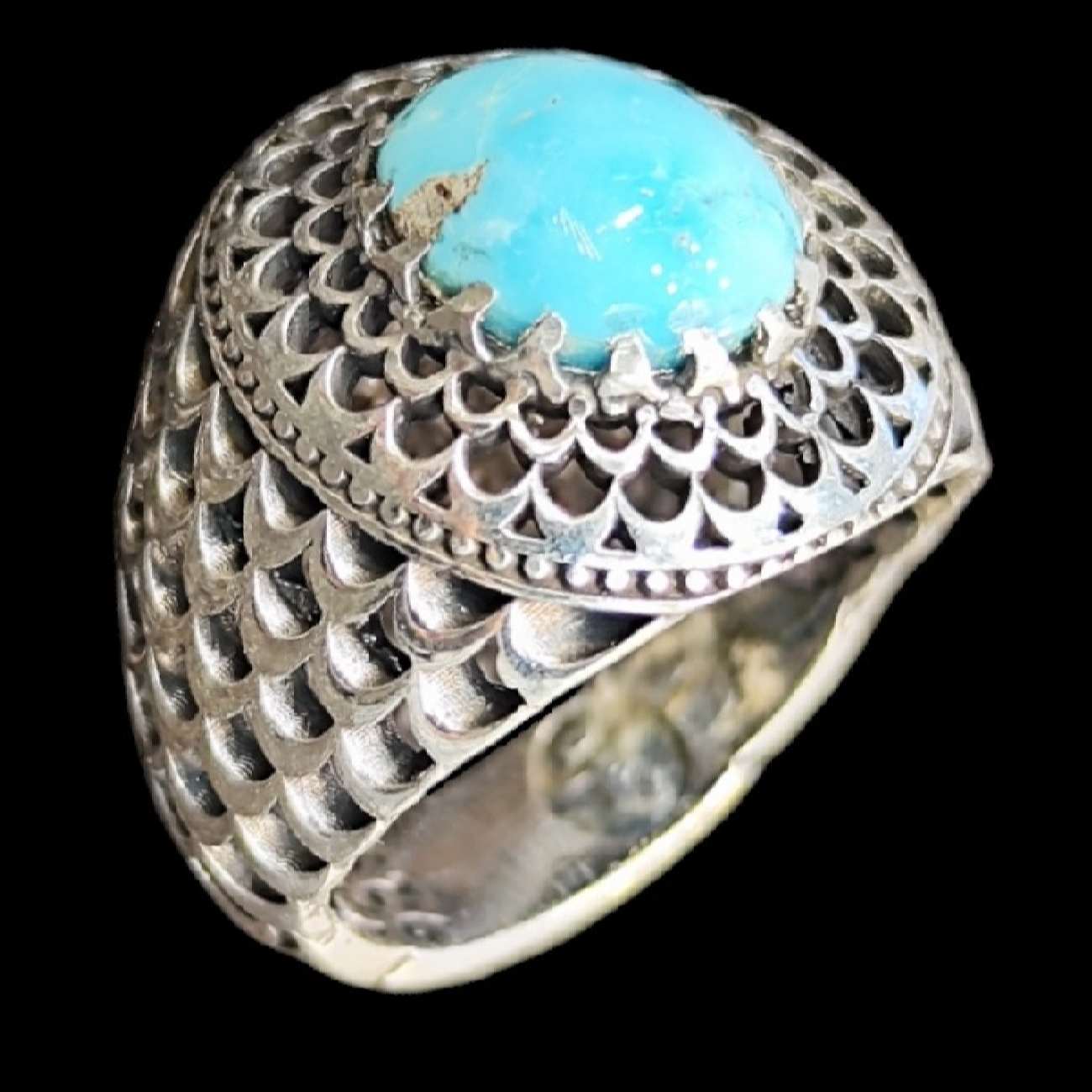 Price and Buy Persian Neyshabur Turquoise Silver Ring for Men Model Sun