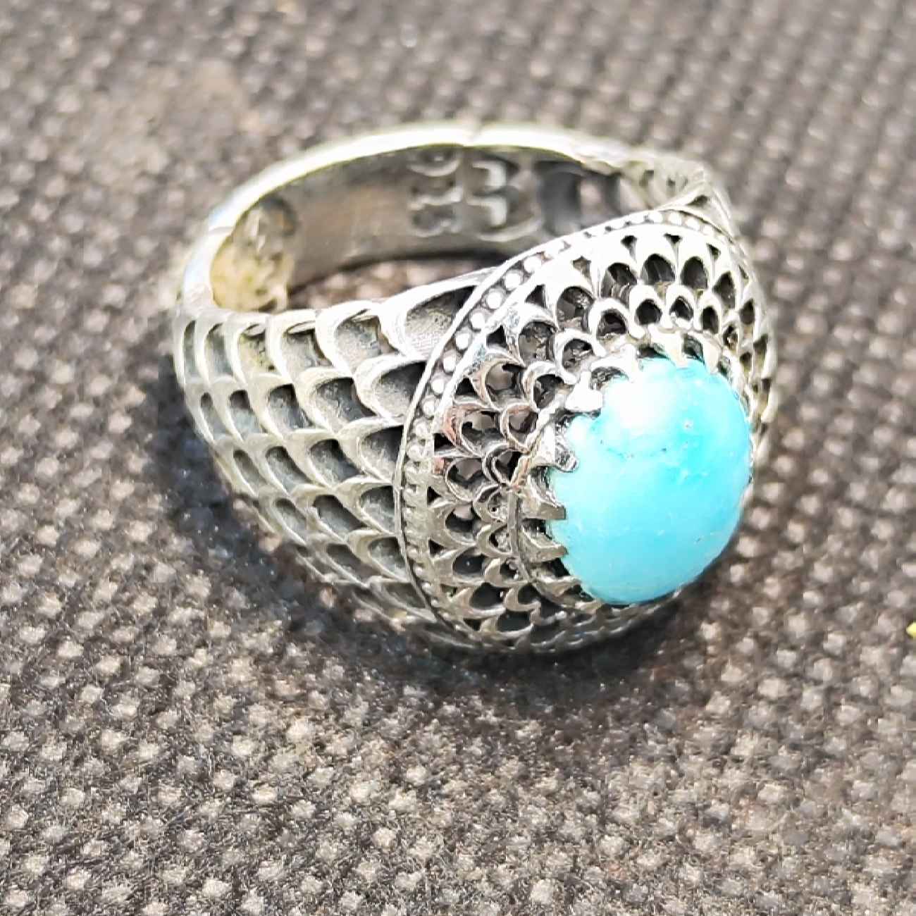 Price and Buy Persian Neyshabur Turquoise Silver Ring for Men Model Sun - Image 4