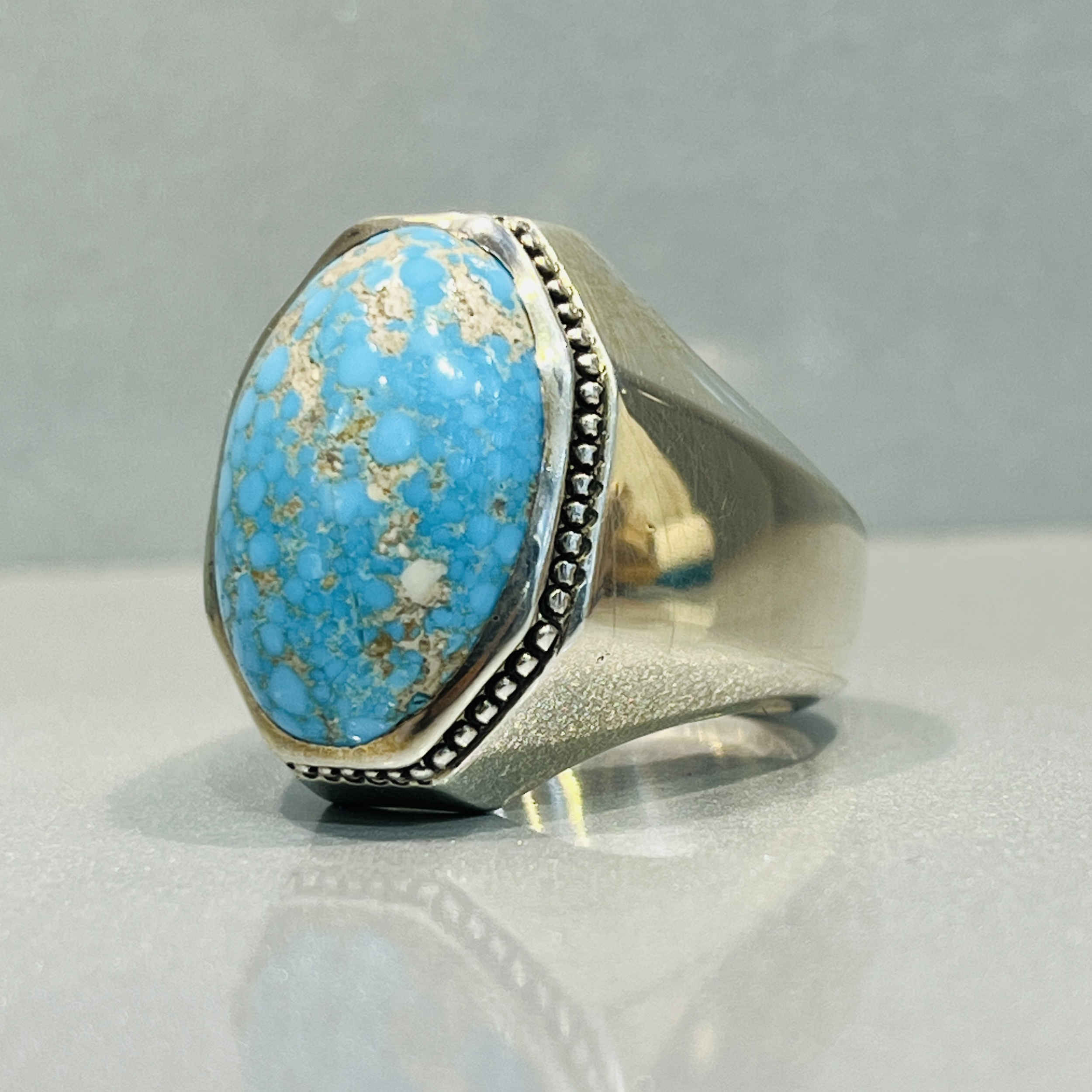 Price and Buy Persian Neyshabur Turquoise Silver Ring for Men - Image 3