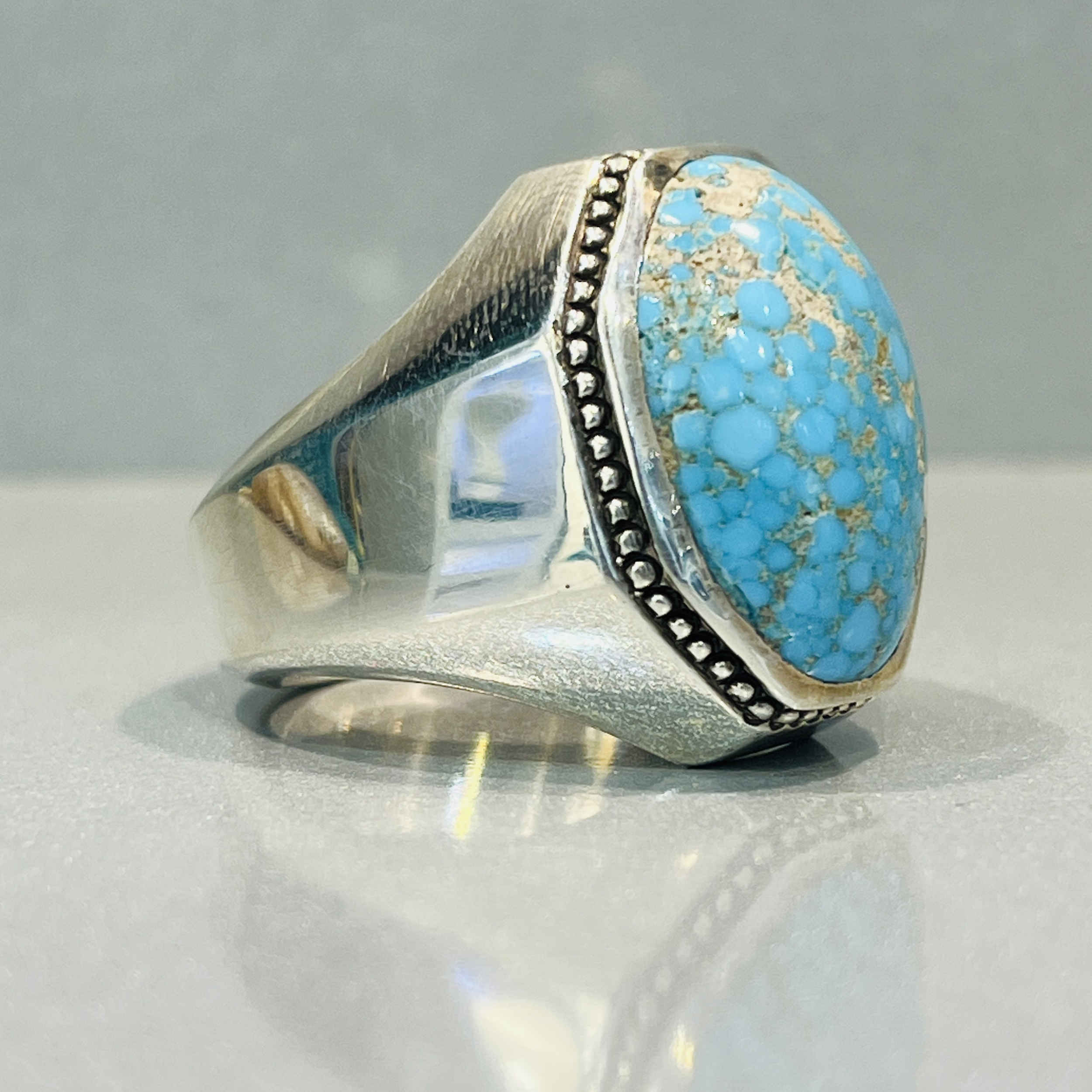 Price and Buy Persian Neyshabur Turquoise Silver Ring for Men - Image 4