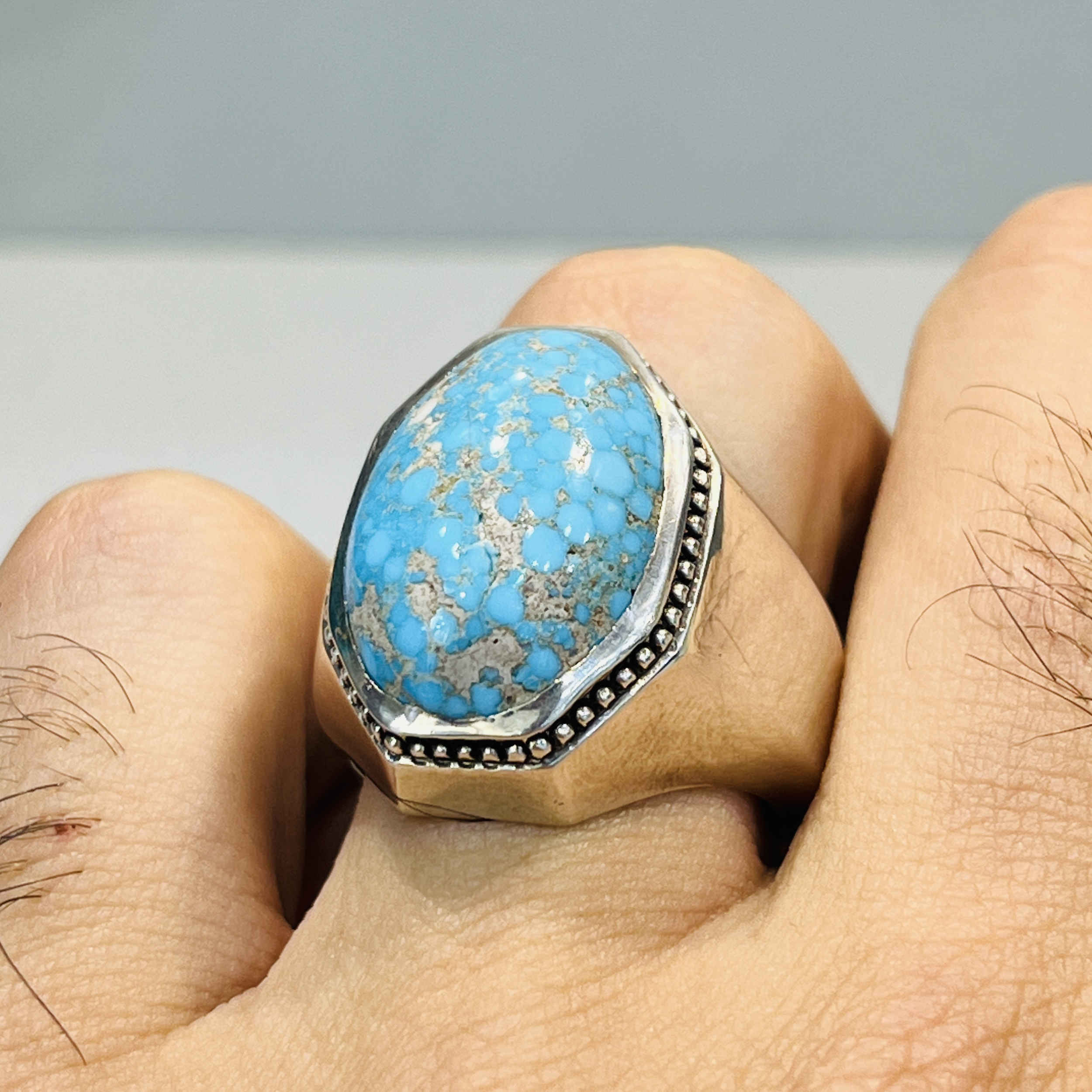Price and Buy Persian Neyshabur Turquoise Silver Ring for Men - Image 6