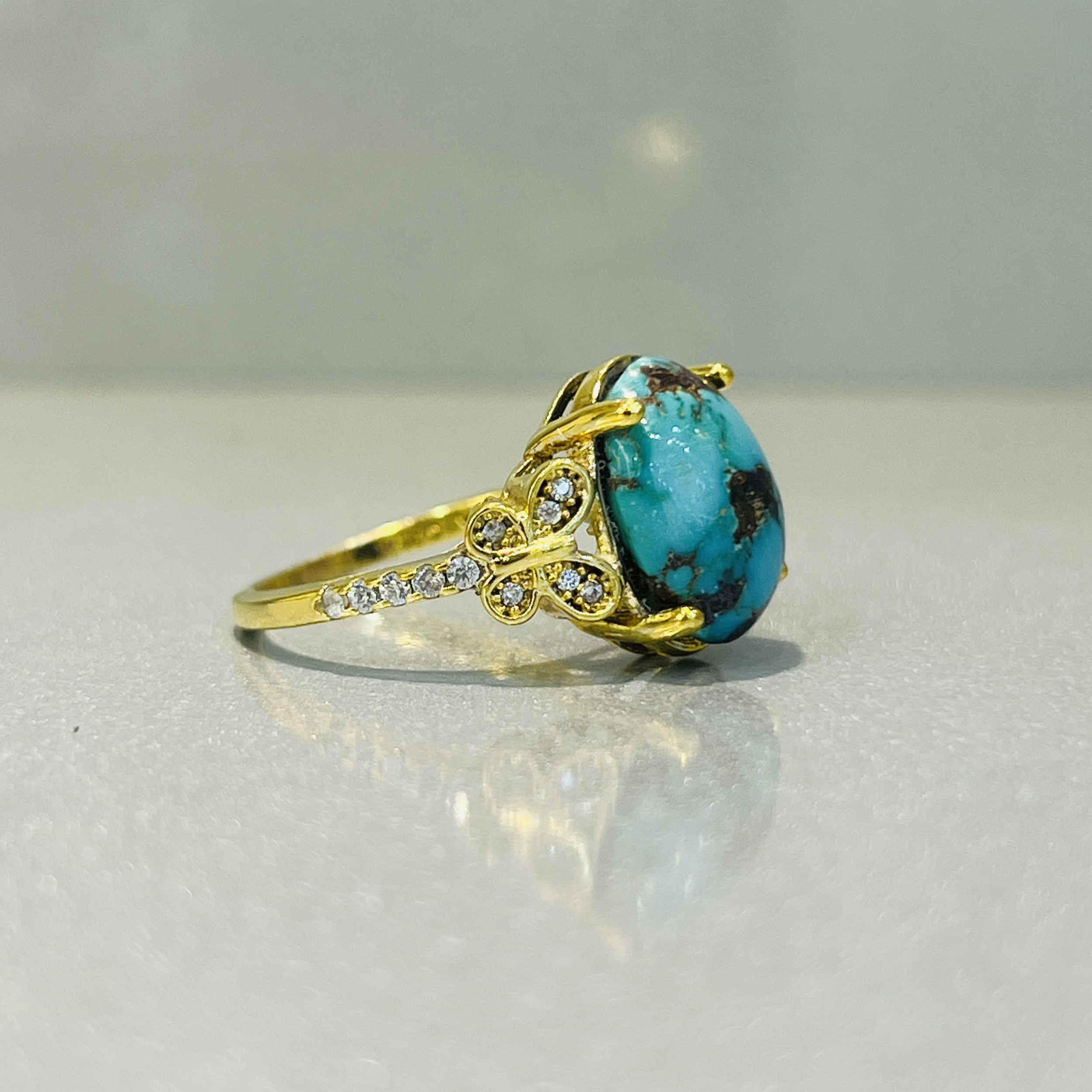 Price and Buy Persian Neyshabur Turquoise Silver Ring for Women Butterfly - Image 4