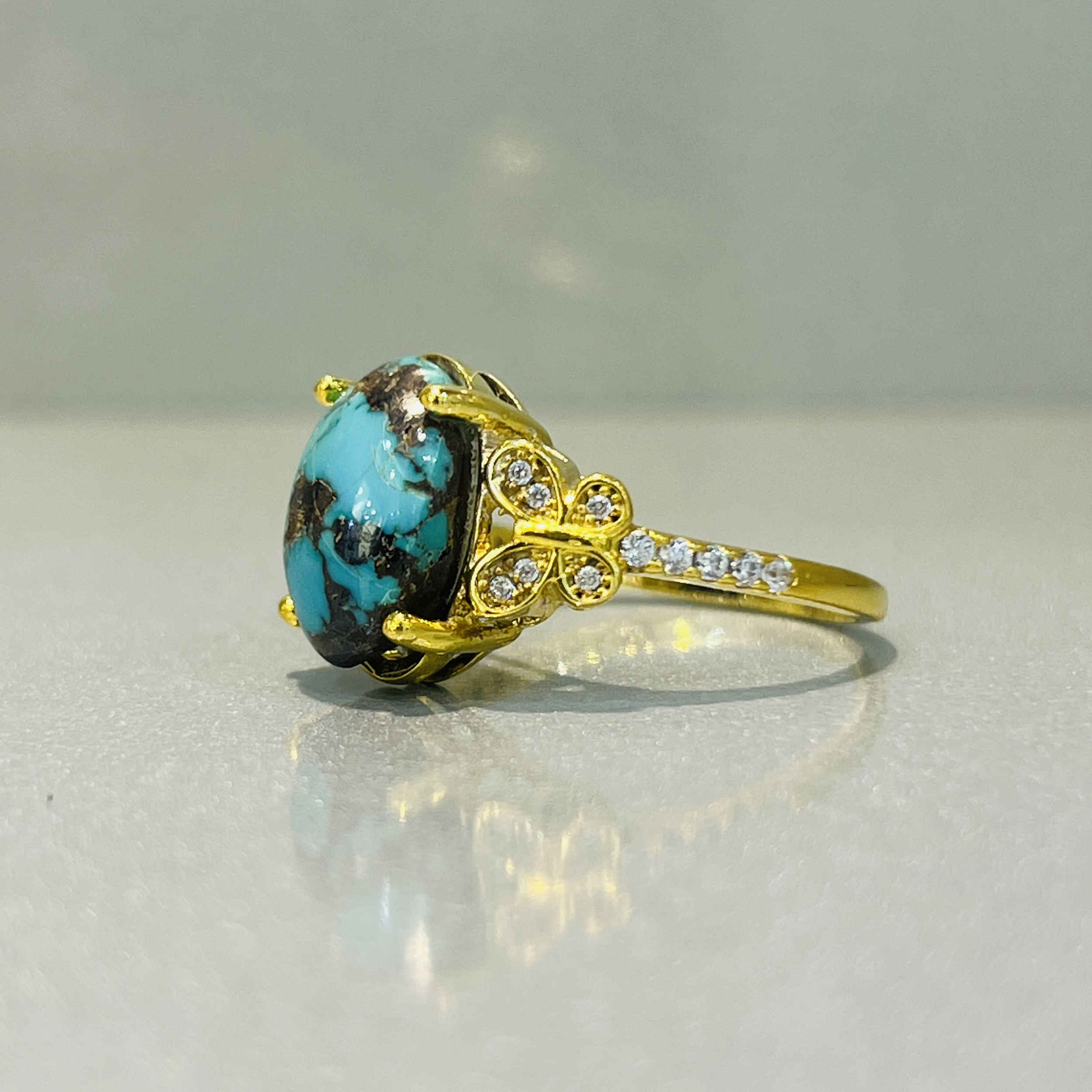 Price and Buy Persian Neyshabur Turquoise Silver Ring for Women Butterfly - Image 6