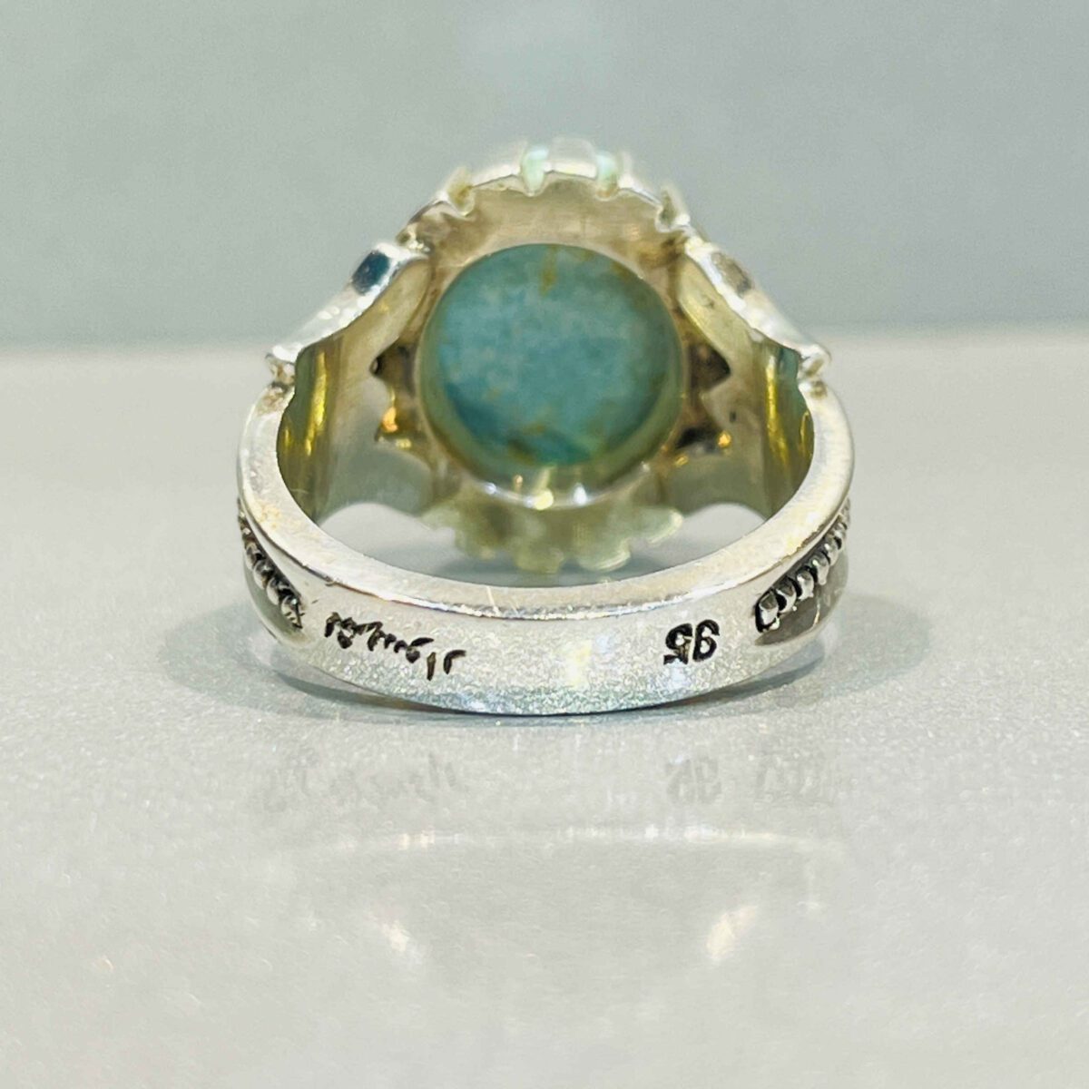 Price and Buy Persian Neyshabur Turquoise Silver Ring Handcrafted Ajami - Image 3