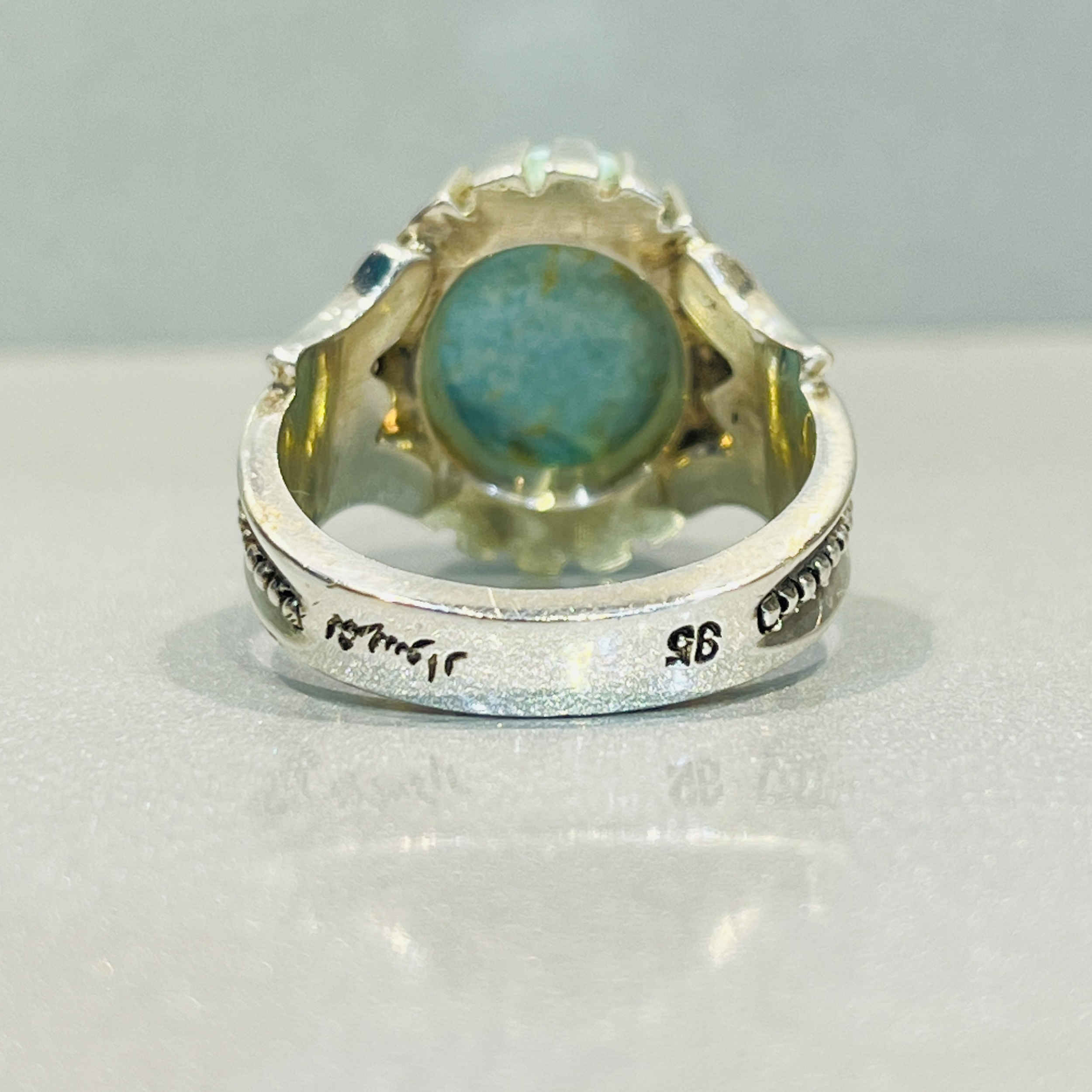 Price and Buy Persian Neyshabur Turquoise Silver Ring Handcrafted Ajami - Image 3