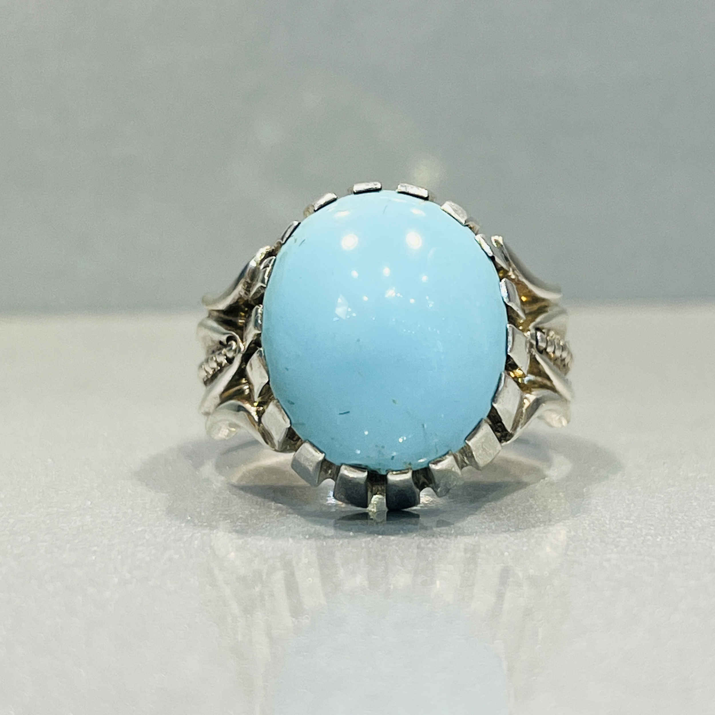 Price and Buy Persian Neyshabur Turquoise Silver Ring Handcrafted Ajami - Image 6