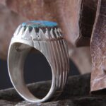 Price and Buy Persian Neyshabur Turquoise Silver Ring Handcrafted AM_4091 - Image 3